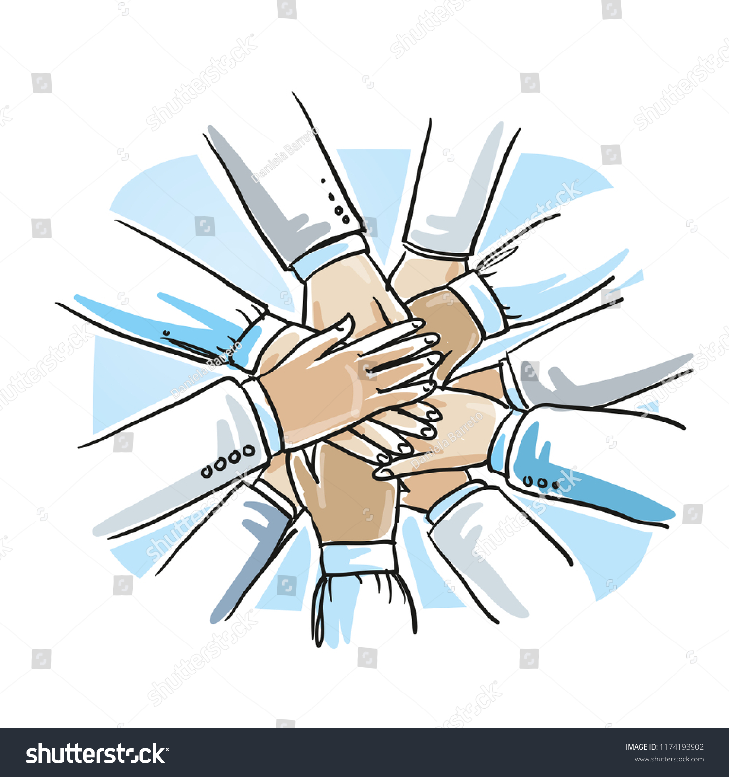 Stack Business Hands Concept Teamwork Collaboration Stock Vector ...