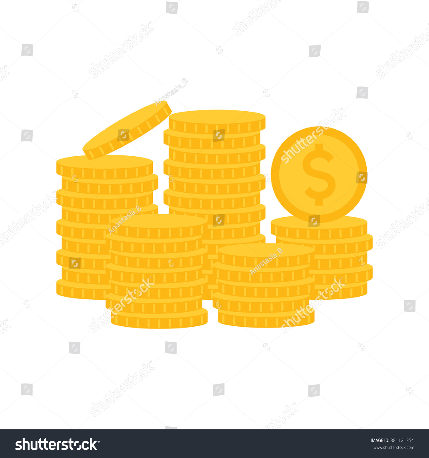 Stack Coins Vector Illustration Stock Vector Royalty Free Shutterstock