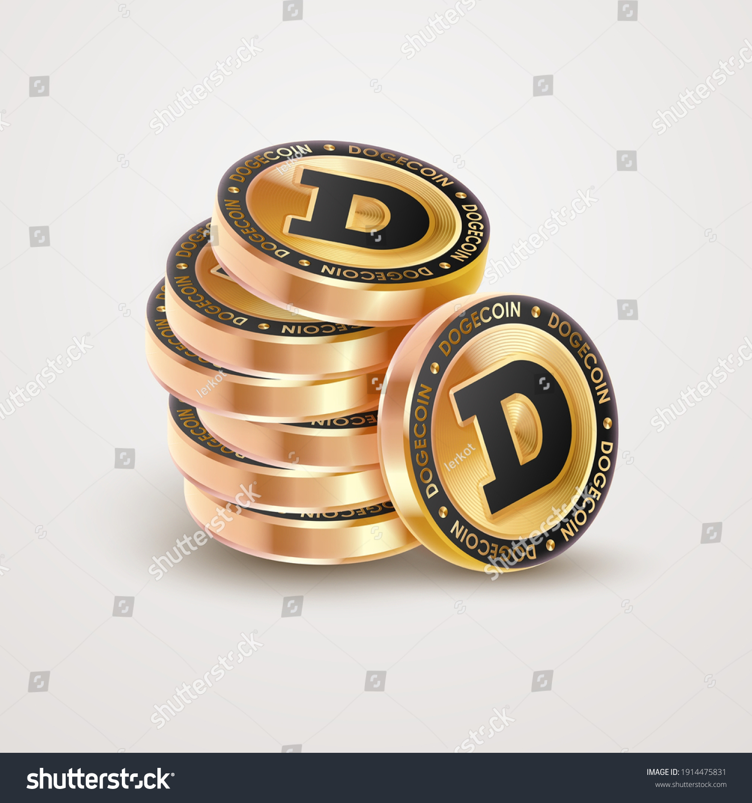 SVG of Stack of gold, golden, black coins, dogecoin, crypto currency on gray background. Vector illustration for card, party, design, flyer, poster, decor, banner, web, advertising. svg
