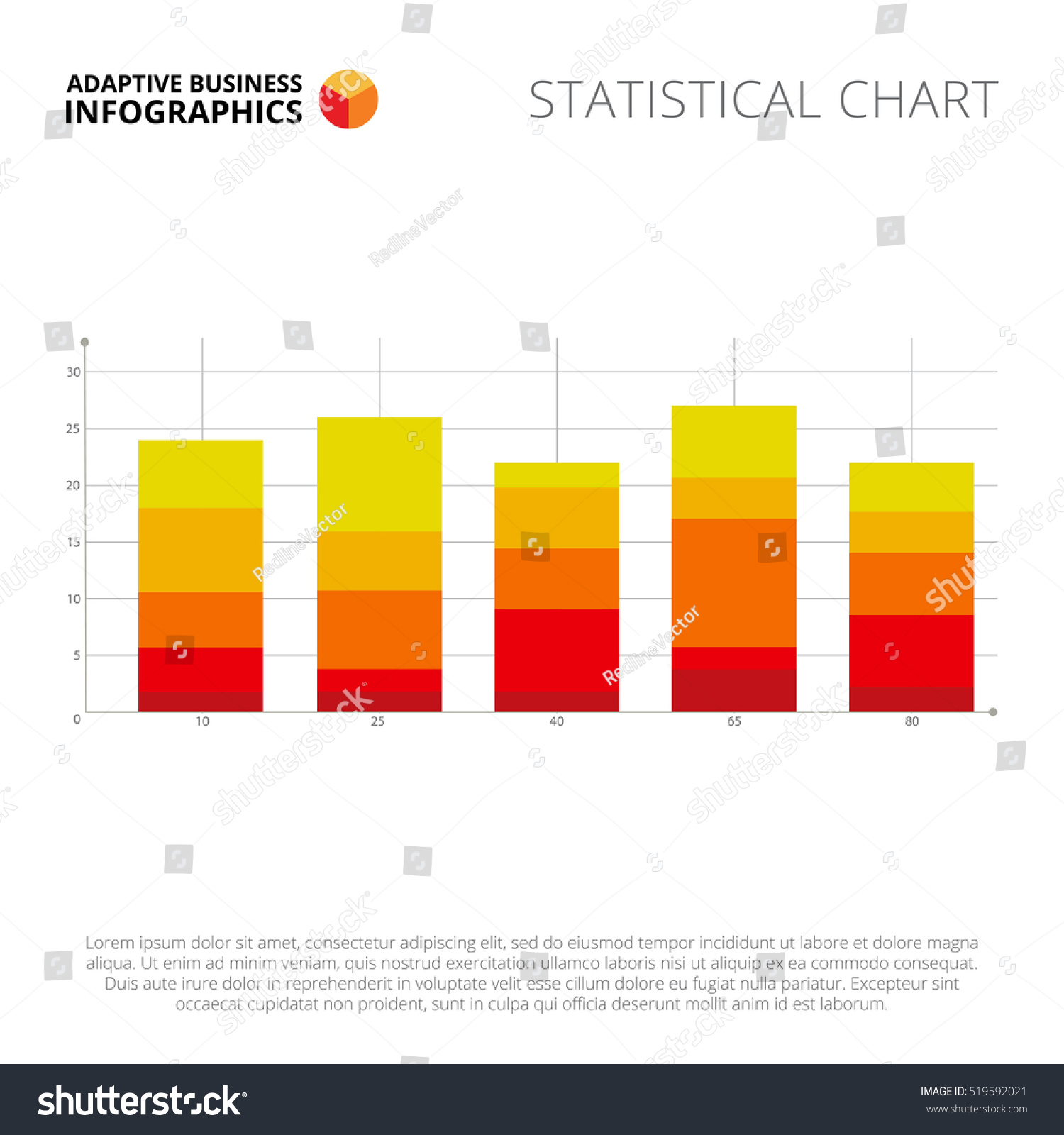 Stacked Bar Chart Slide Template: vector de stock (libre de regalías