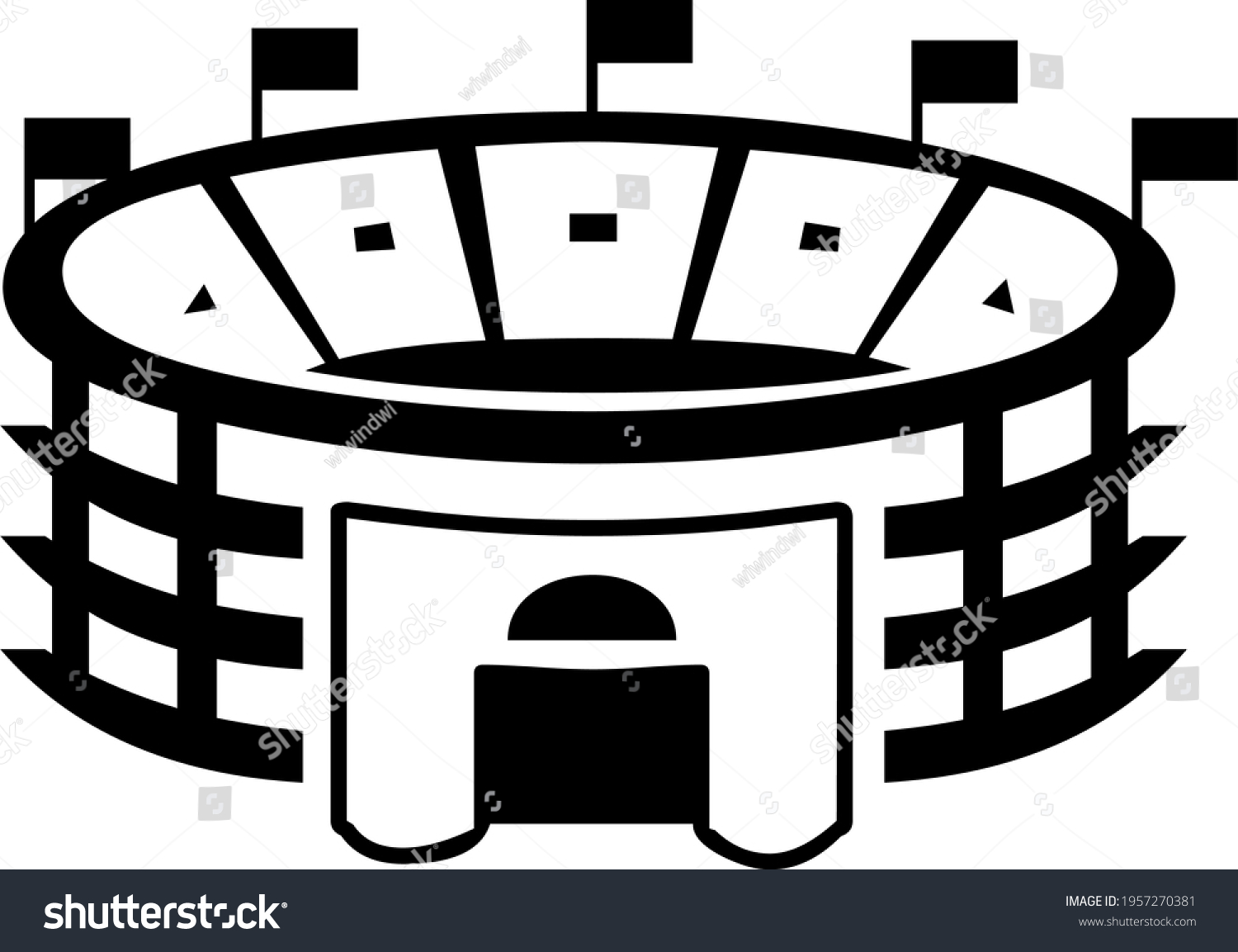 Stadium Illustration Black White Simple Vector Stock Vector (Royalty ...