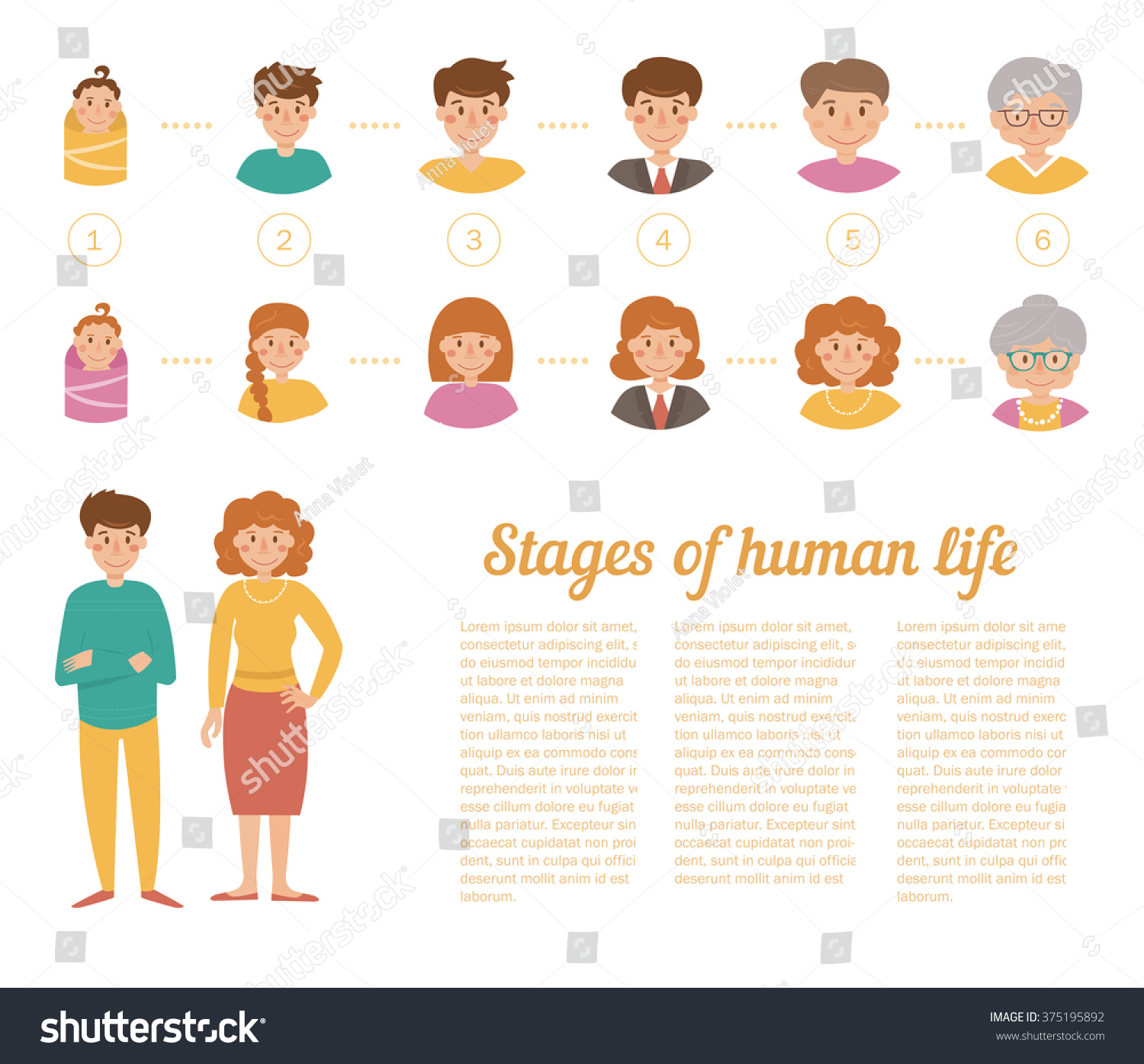 Stages Human Life Different Ages Man Stock Vector (Royalty Free ...