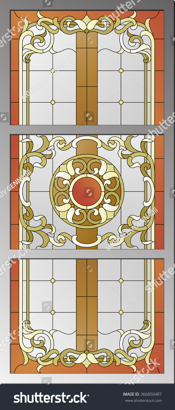 Stained Glass Ceiling Lamp Baroque Style Stock Vector Royalty