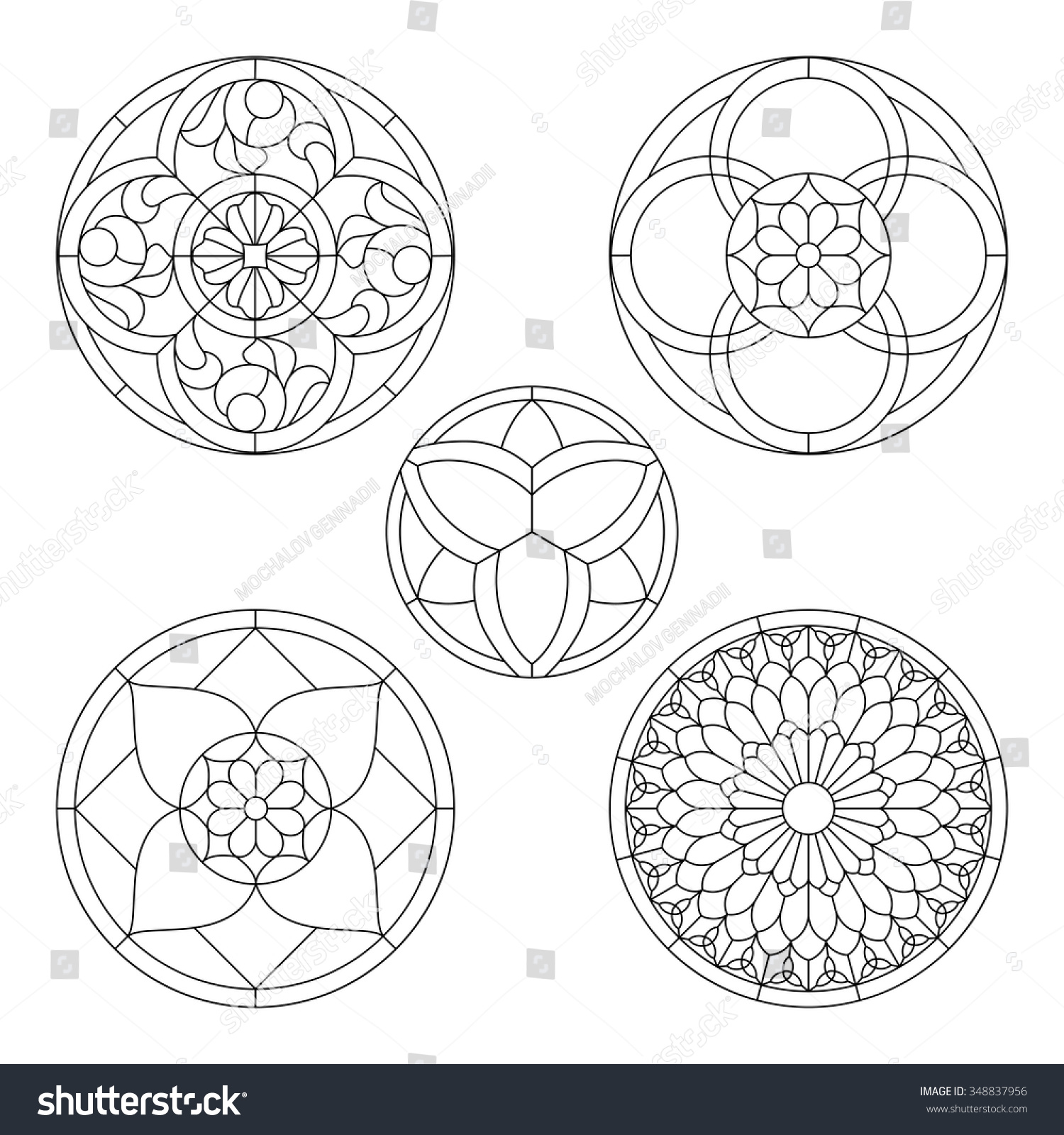 circle window vector Templates Stained Elements Round Glass Stained Stock