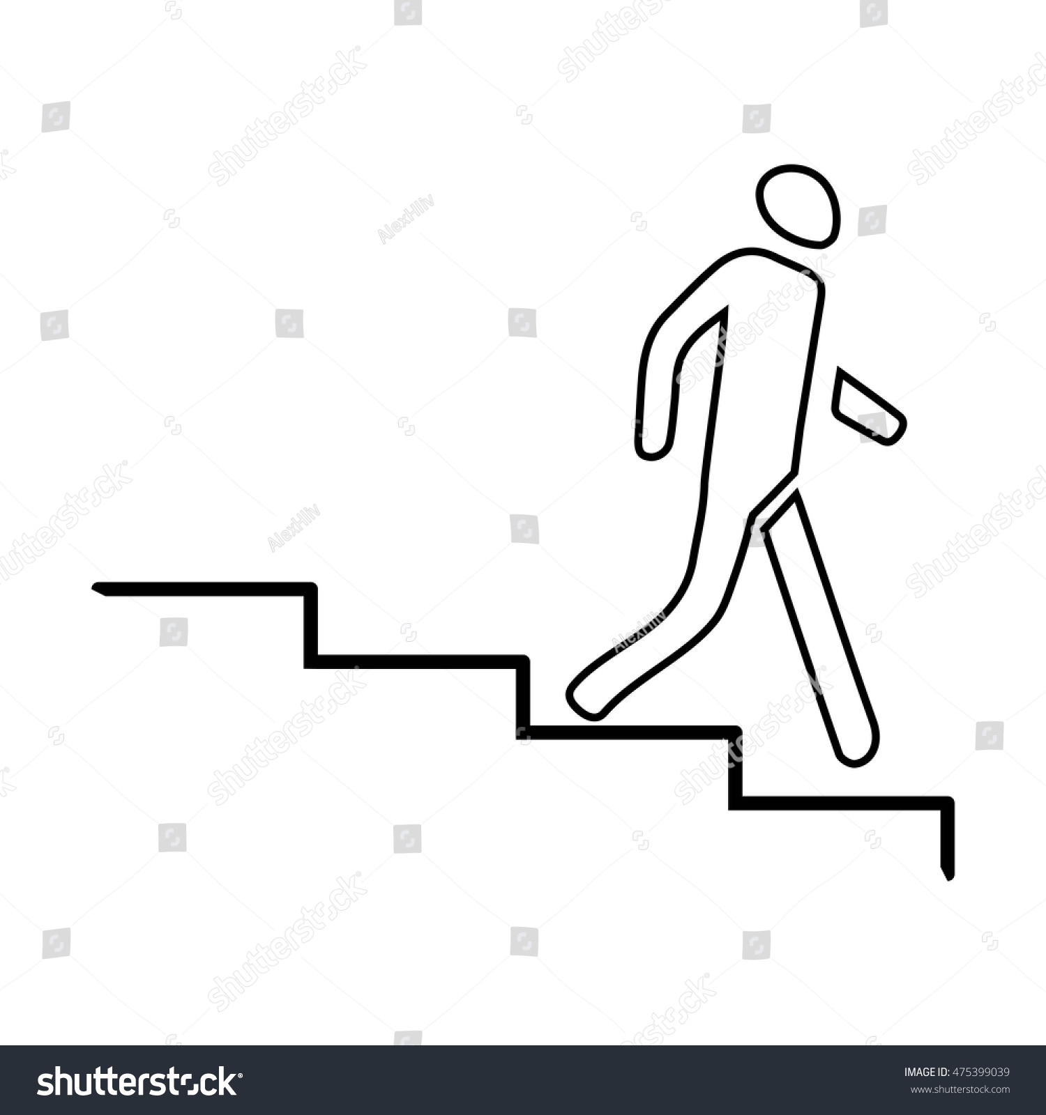 Stairs Icon Outline Man On Stairs Stock Vector 475399039 - Shutterstock