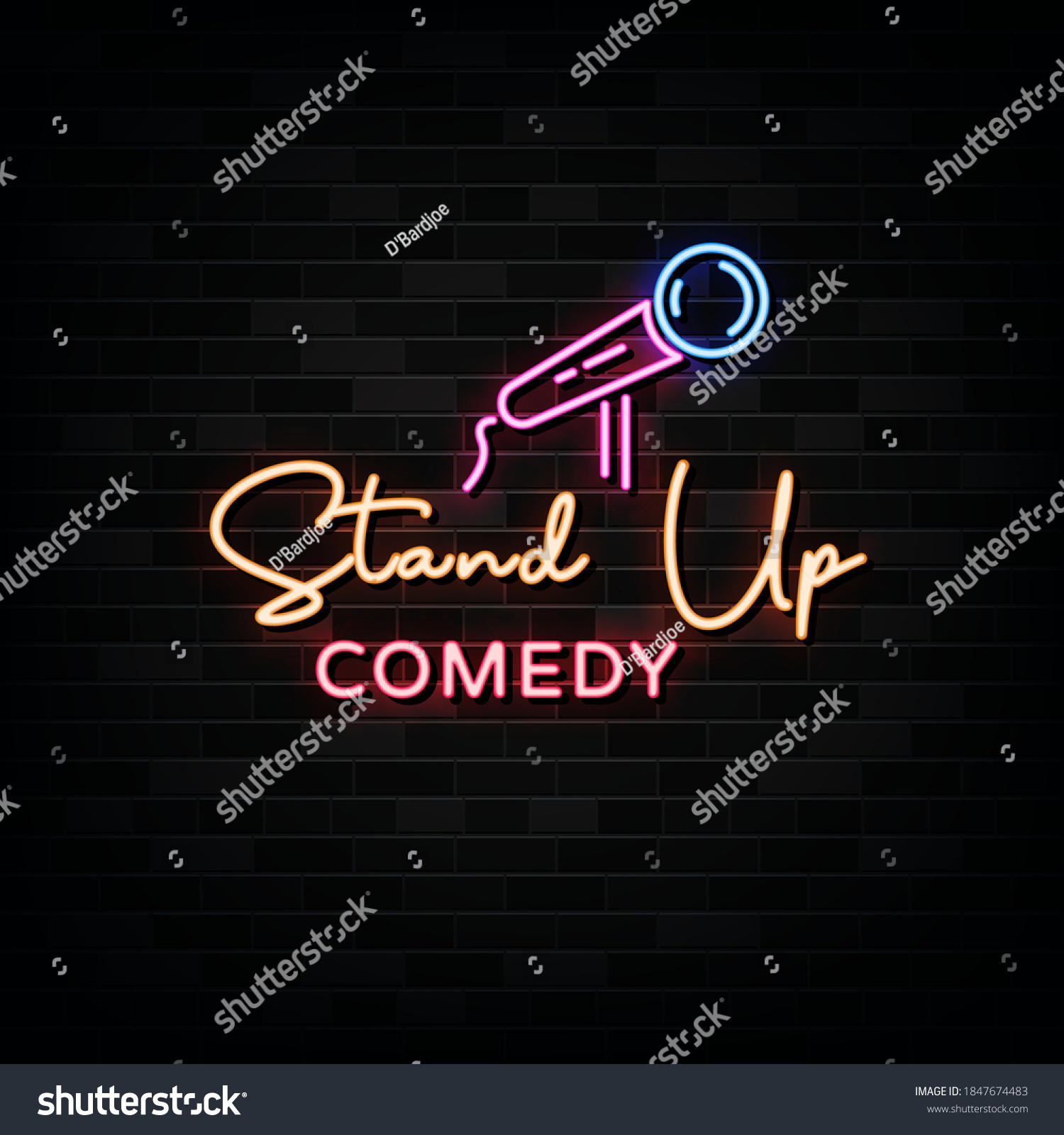 Stand Comedy Neon Signs Vector Design Stock Vector (Royalty Free ...