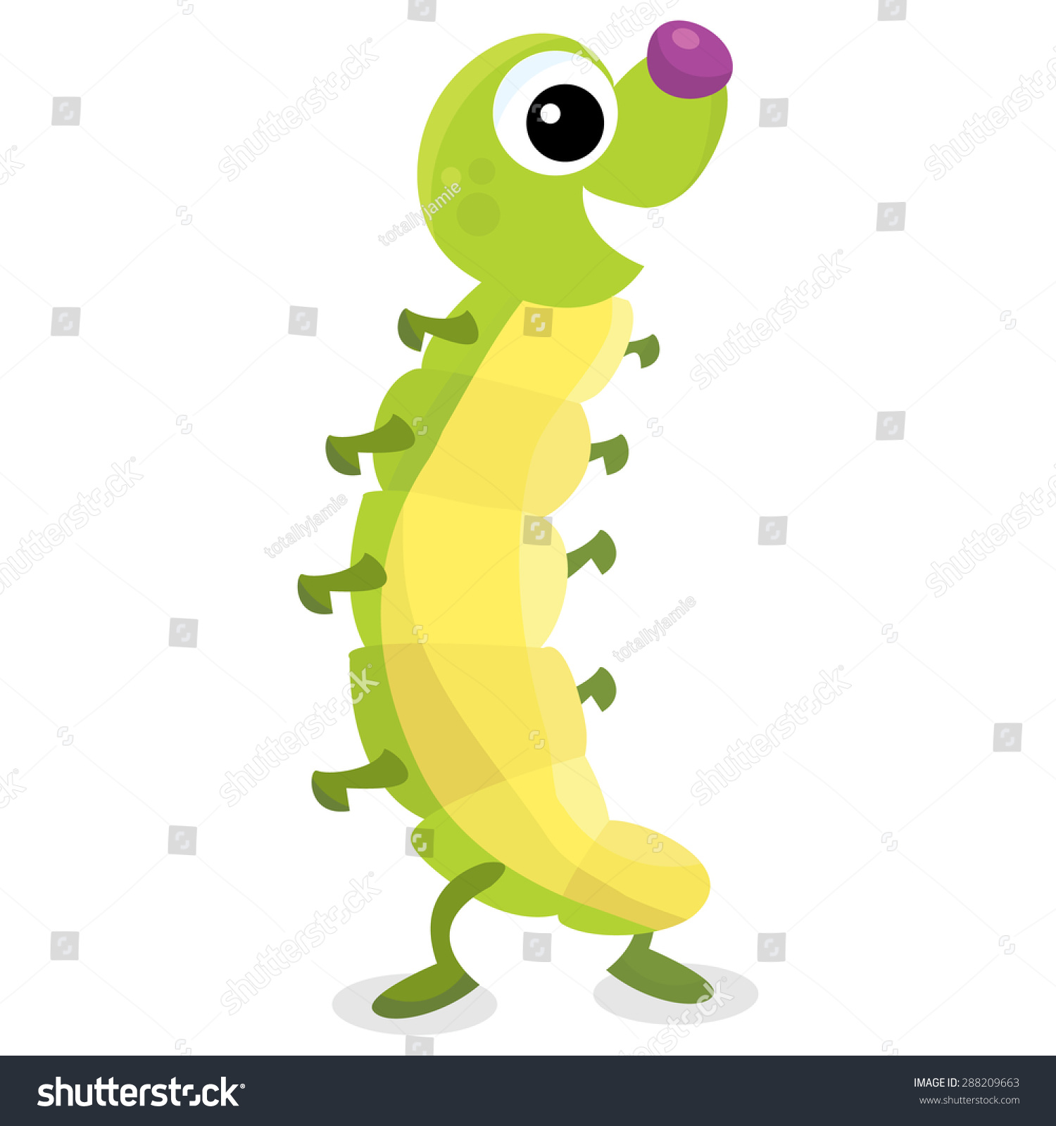 Standing Green Cartoon Caterpillar Vector Illustration Stock Vector ...