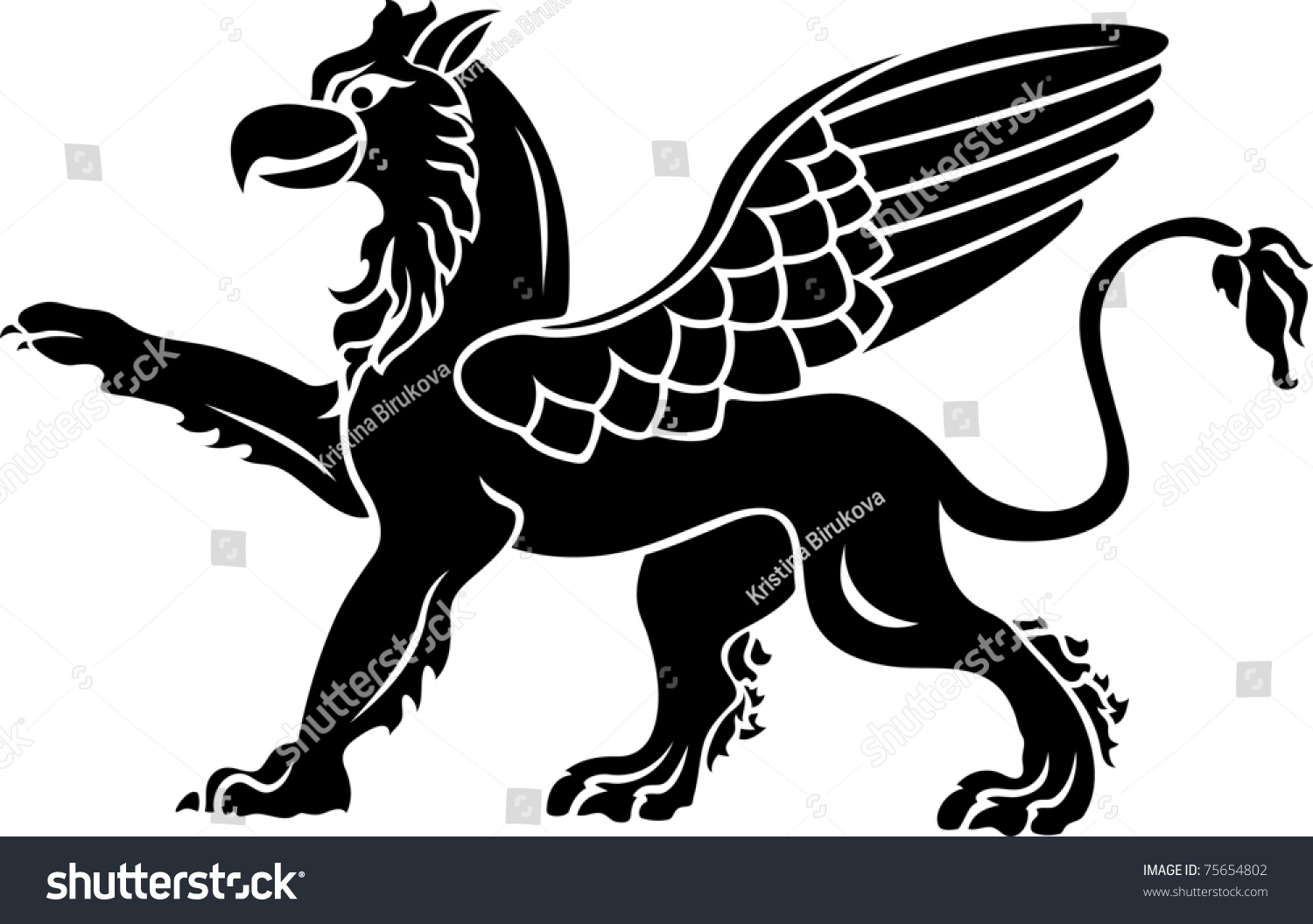 Standing Griffin Lifted Paw Stencil Stock Vector (Royalty Free ...