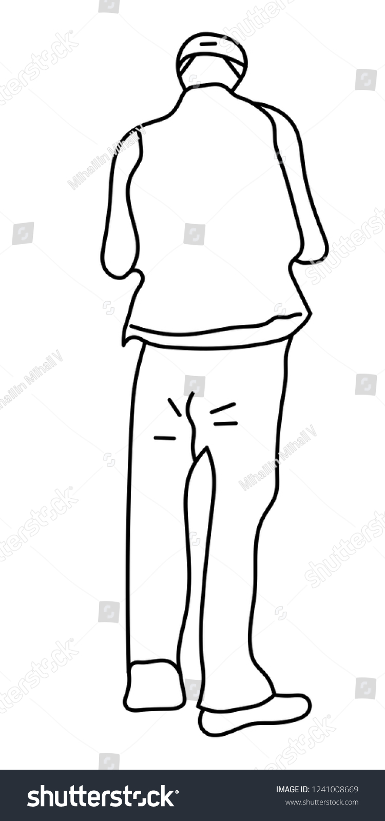 Standing Man Silhouette Black White Sketch Stock Vector (royalty Free 