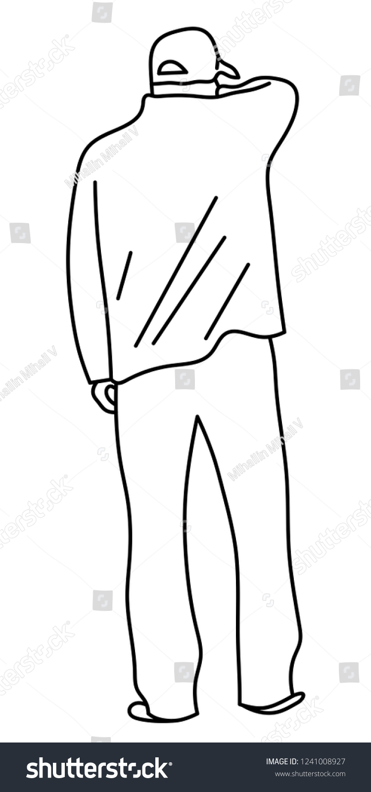 Standing Man Silhouette Black White Sketch Stock Vector (Royalty Free ...