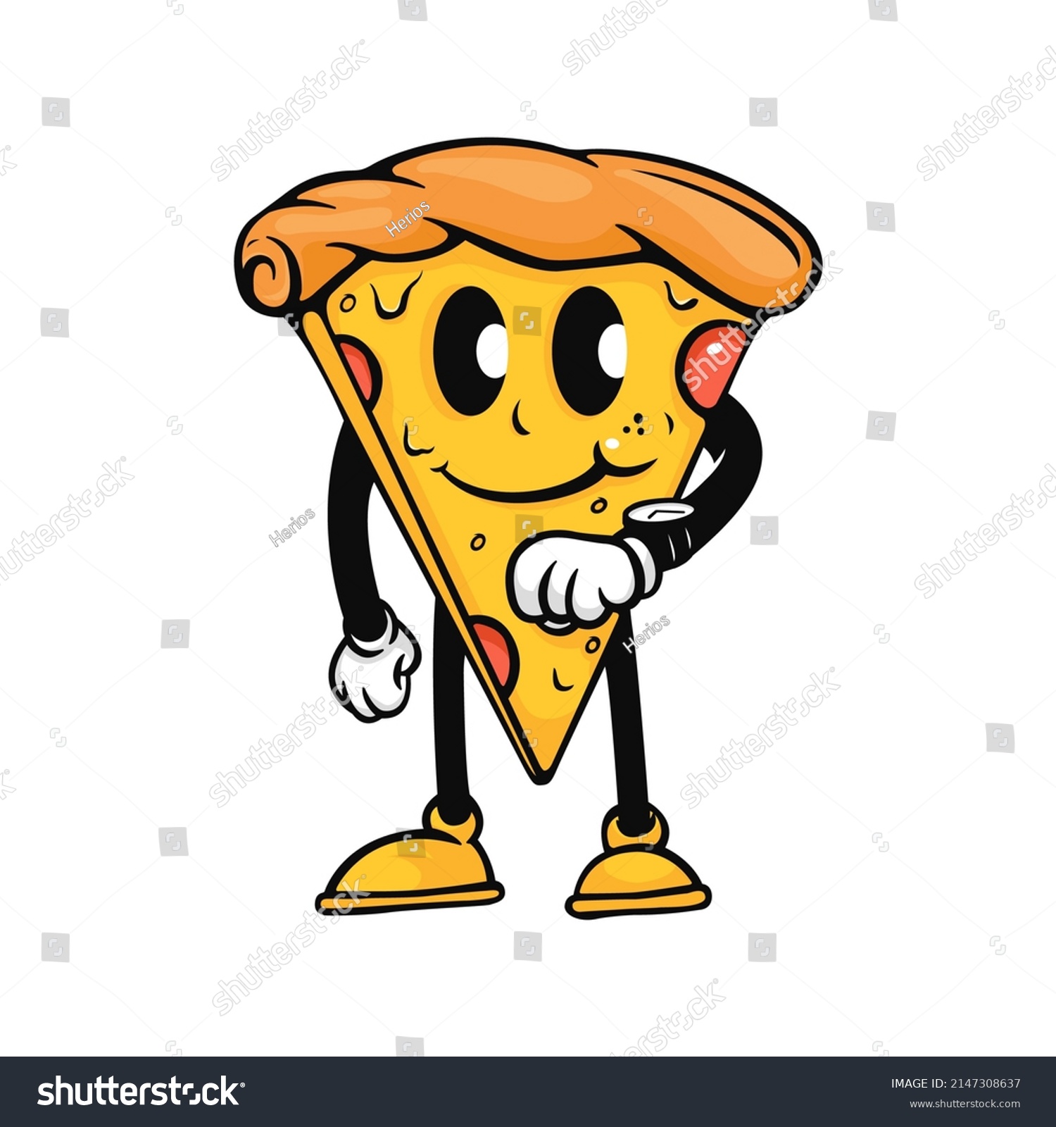 Standing Pizza Time Cartoon Charater Design Stock Vector (Royalty Free ...