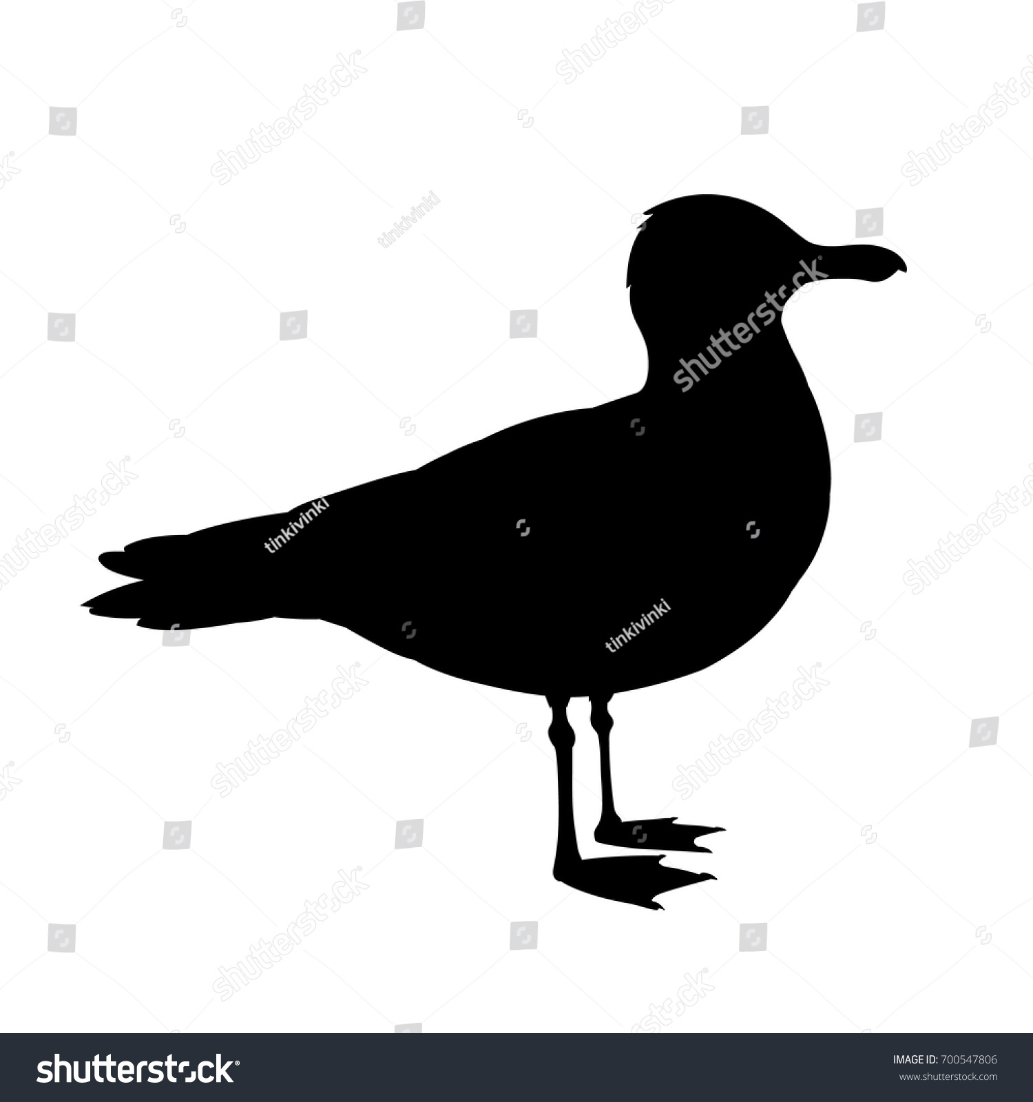 Standing Seagull Silhouette Vector Illustration Monochrome Stock Vector ...