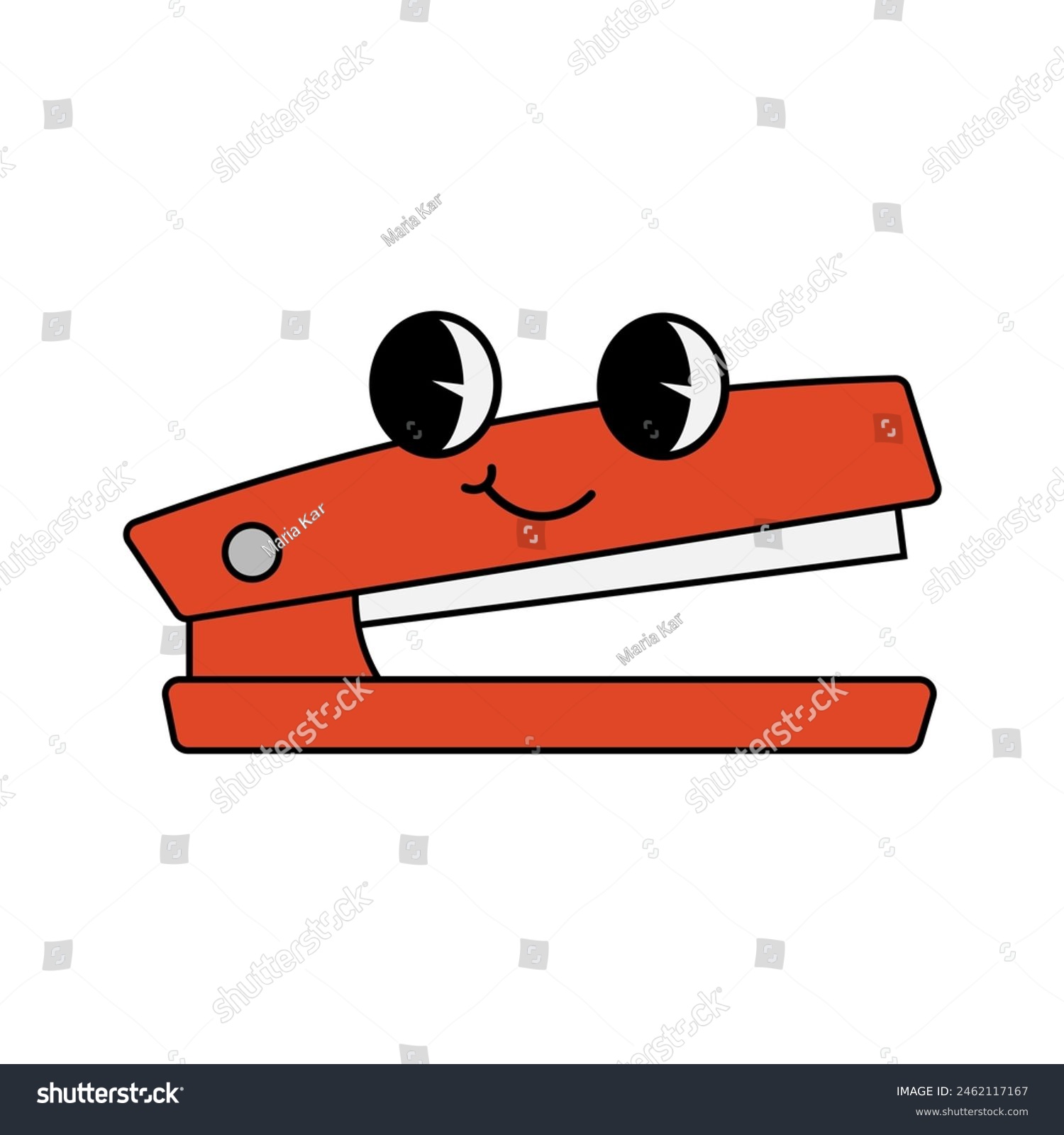 recommend clip art: Stapler character in 70s cartoon style. Vector illustration isolated on white background