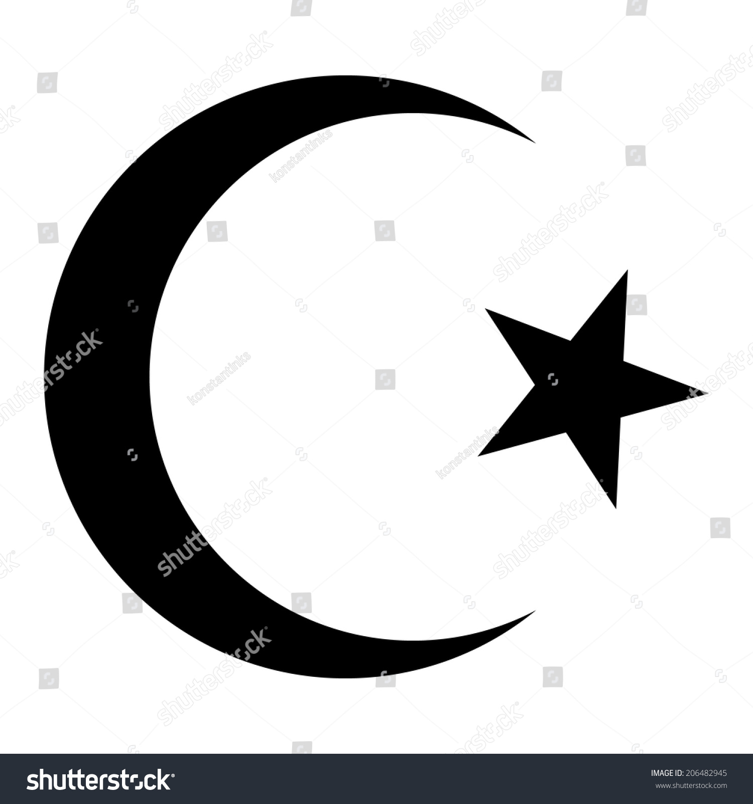 Star Crescent Icon On White Background Stock Vector 206482945 ...