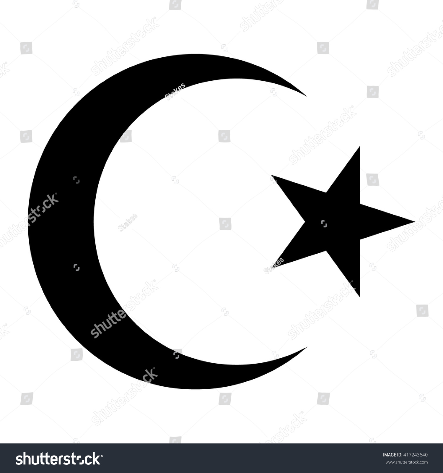 Star Crescent Islam Symbol Black Stock Vector (Royalty Free) 417243640