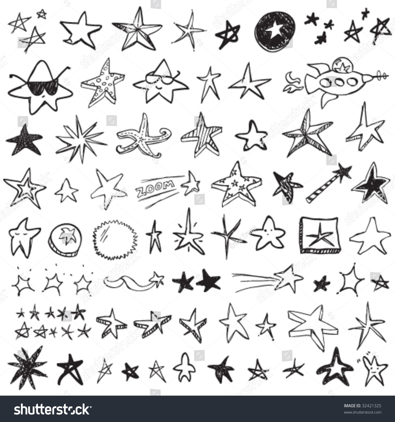 Star Doodles Stok Vektör (Telifsiz) 32421325 - Shutterstock
