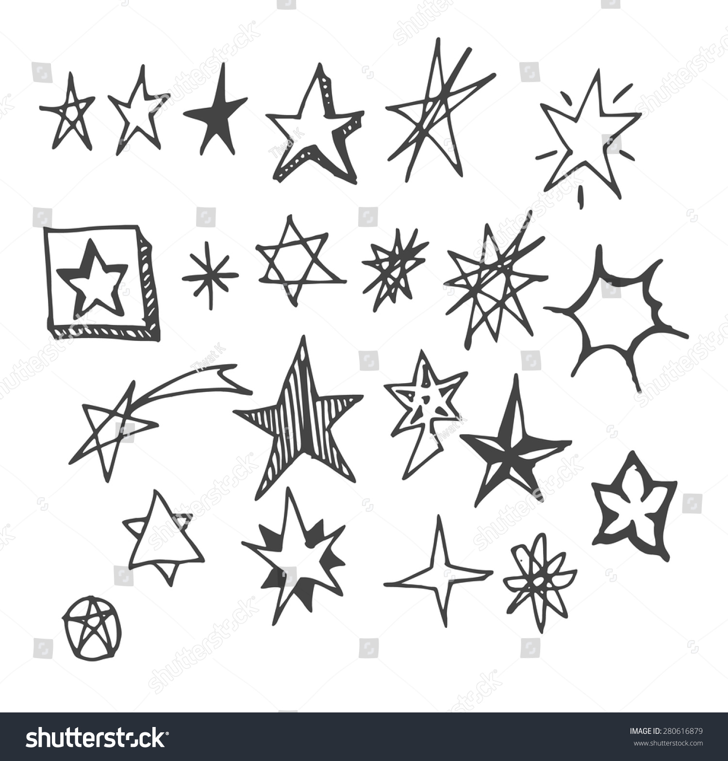Star Doodles Hand Drawn Vector Illustration Stock Vector 280616879 ...