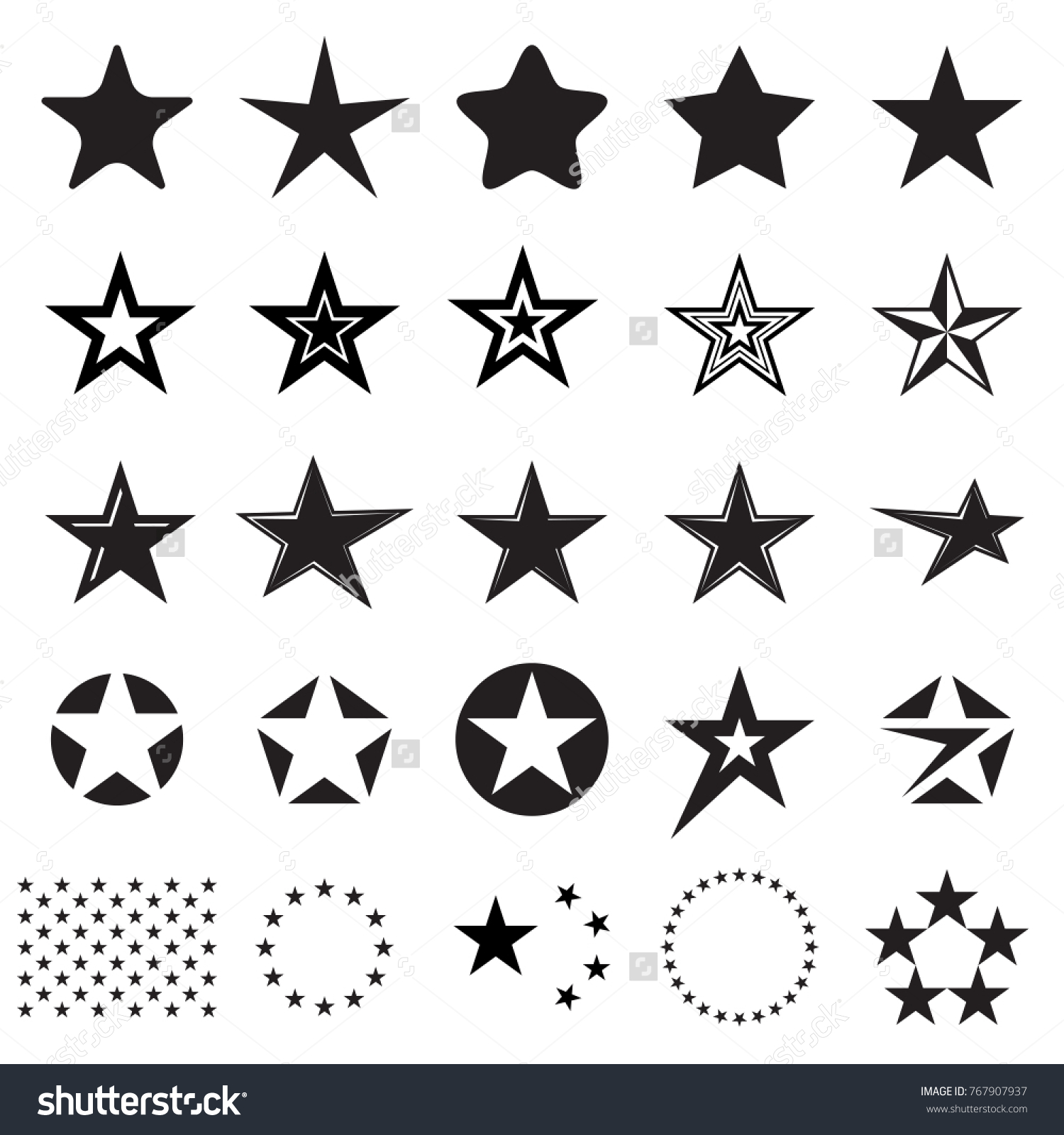 Star Icons Set Different Star Symbols Stock Vector (Royalty Free ...