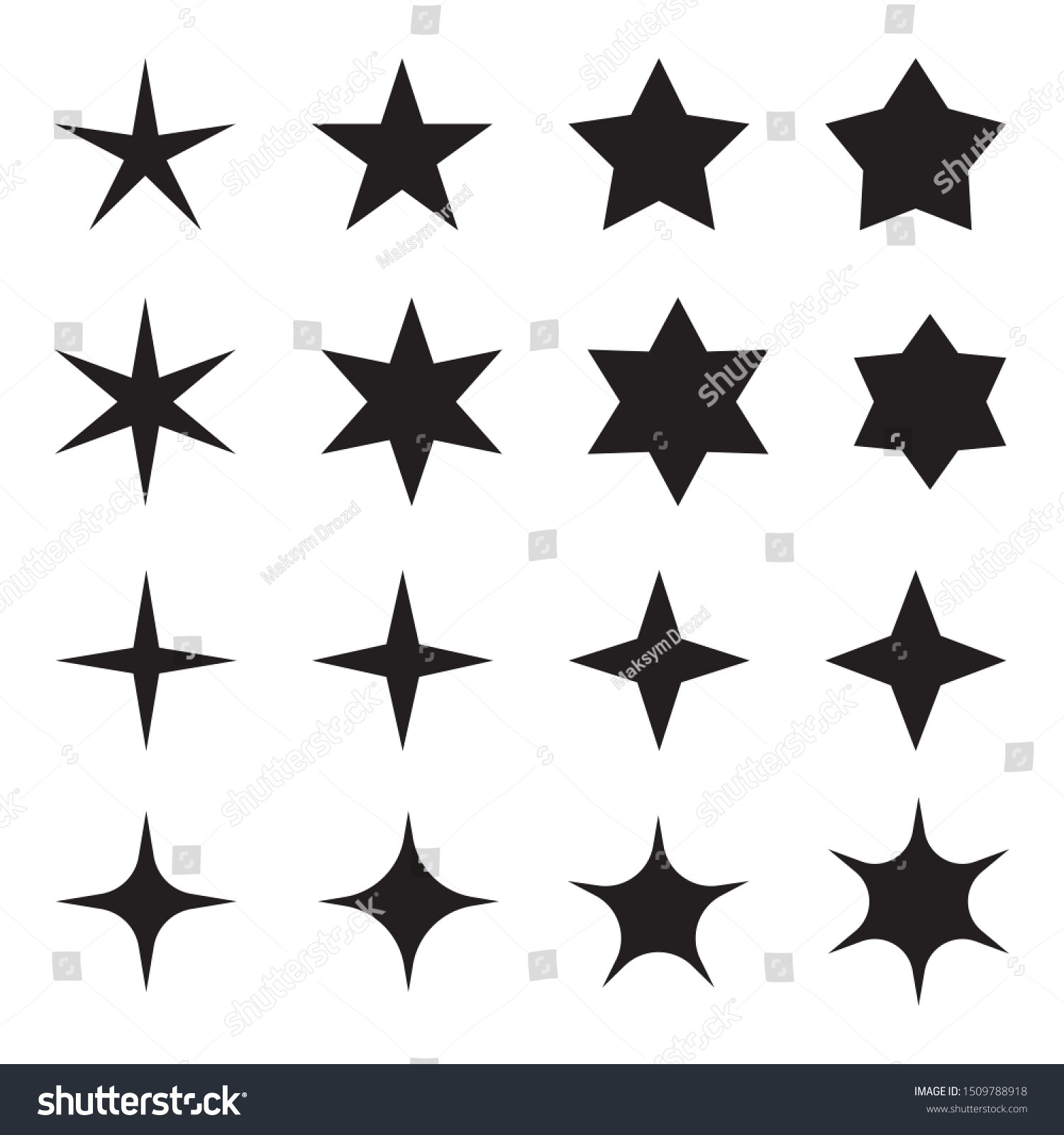 Star Icons Shining Burst Vector Symbols Stock Vector (Royalty Free ...