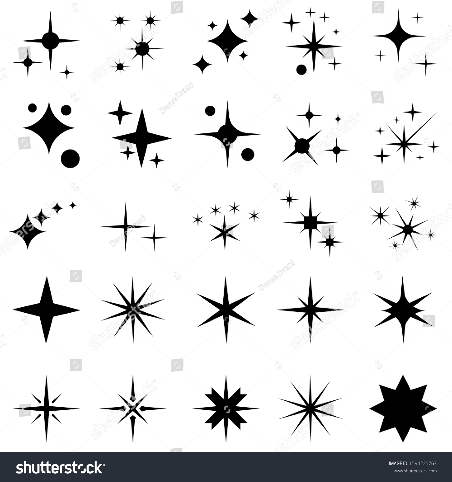 Star Icons Twinkling Stars Sparkles Shining Stock Vector (Royalty Free ...