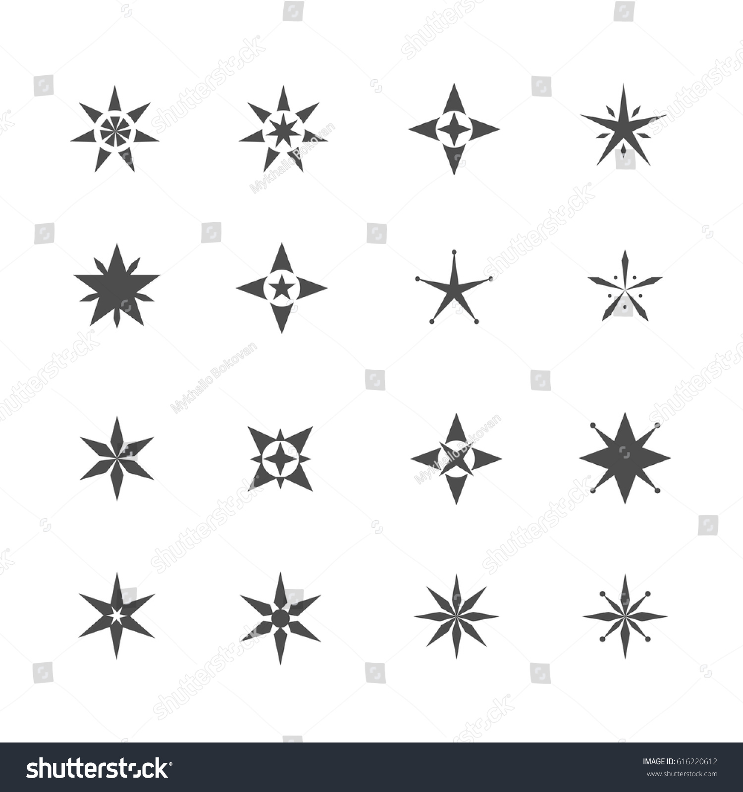 Star Shape Icons Template Tattoo Designs Stock Vector Royalty Free 616220612