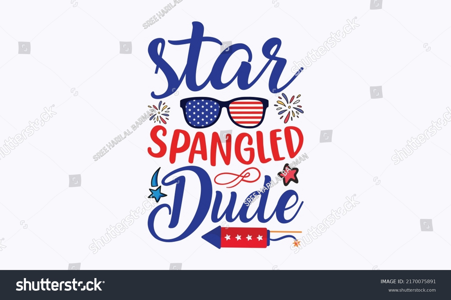 SVG of star spangled dude -  4th of July fireworks svg for design shirt and scrapbooking. Good for advertising, poster, announcement, invitation, Templet svg