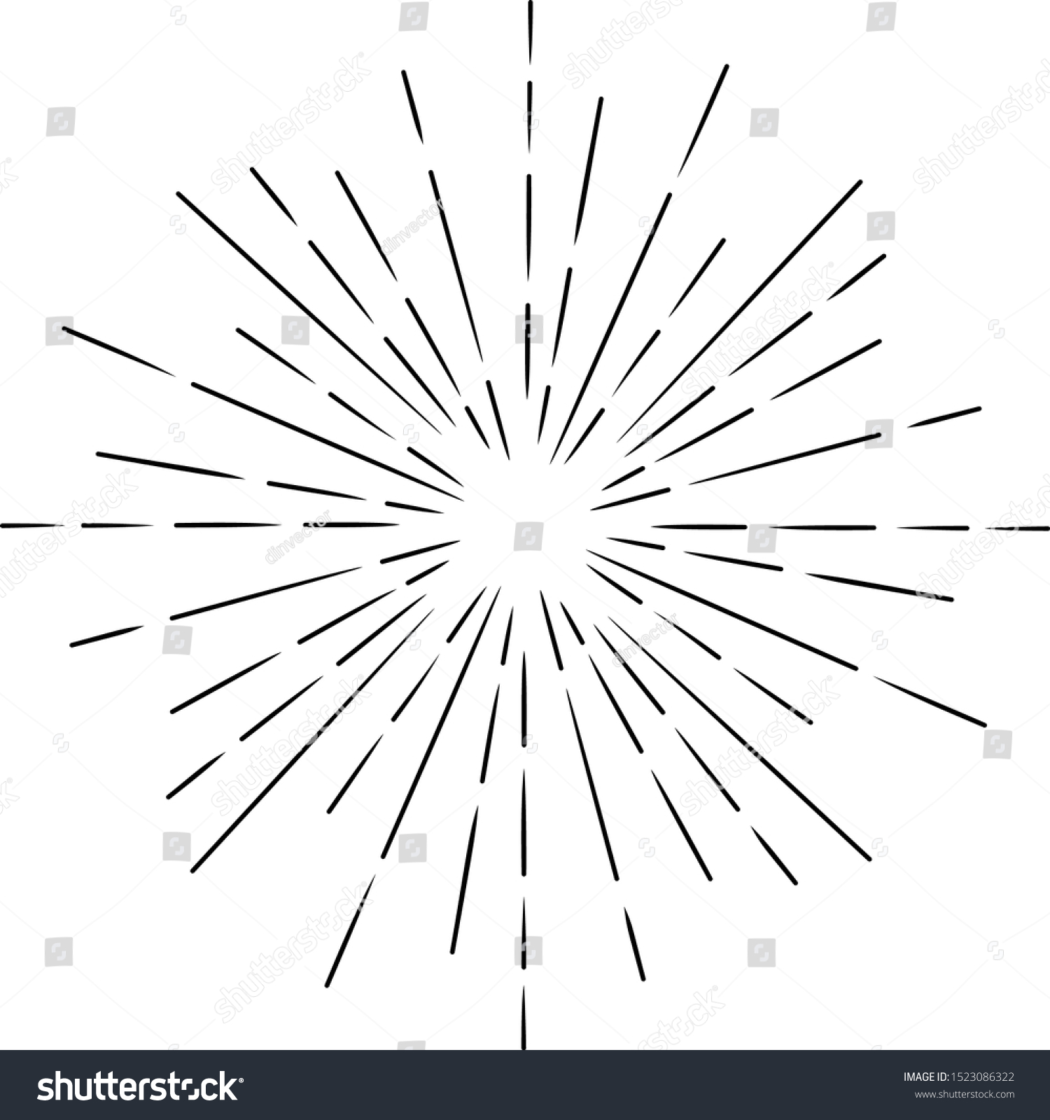 Starburst Hand Drawn Vintage Radial Burst Stock Vector (Royalty Free ...