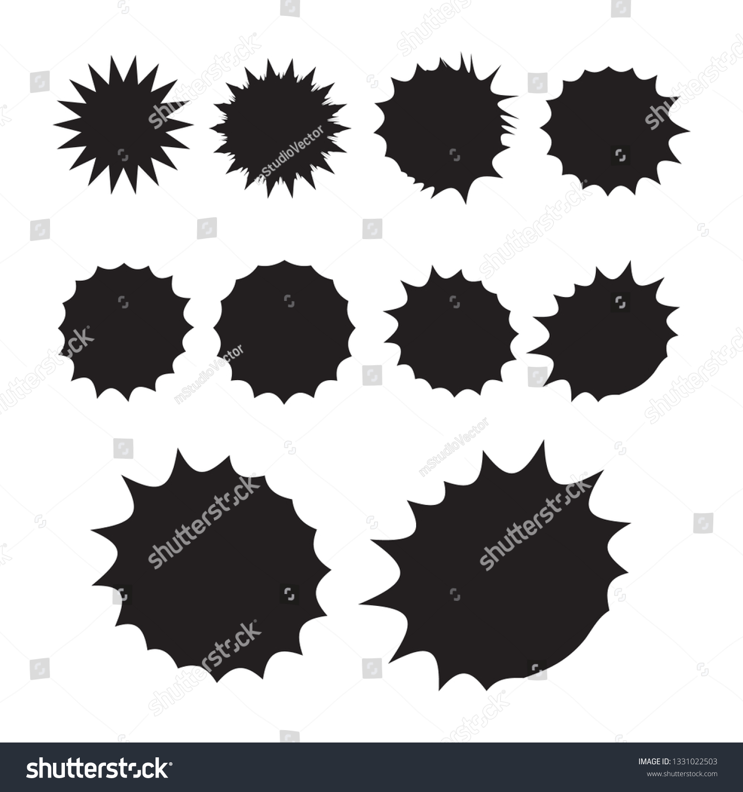 Starburst Isolated Icons Set Starburst Explosion: vector de stock