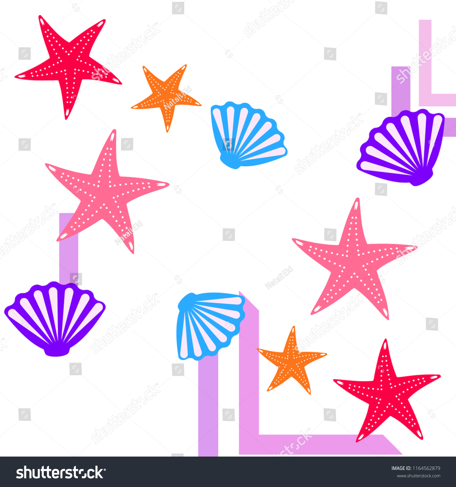 Starfish Shell Sea Vector Background Stock Vector (Royalty Free ...