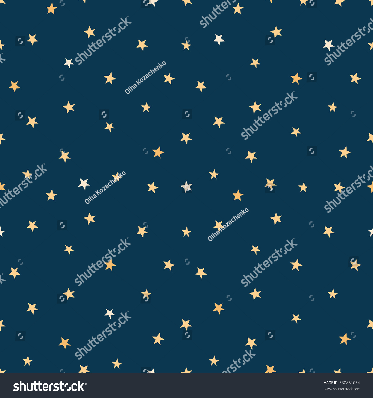 Starry Sky Hand Drawing Vector Seamless Stock Vector 530851054