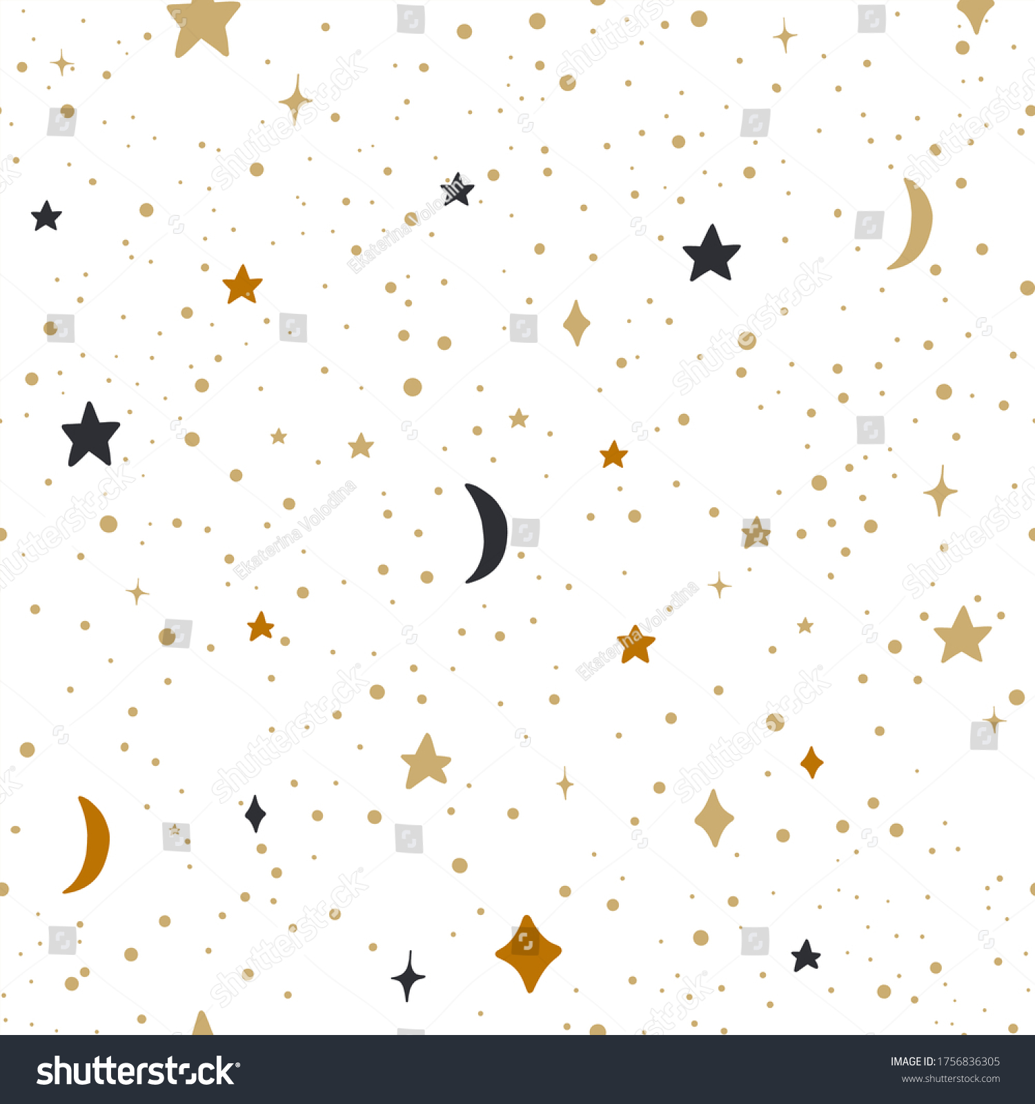 Stars Moon Constellation Pattern Seamless Vector Stock Vector (Royalty ...