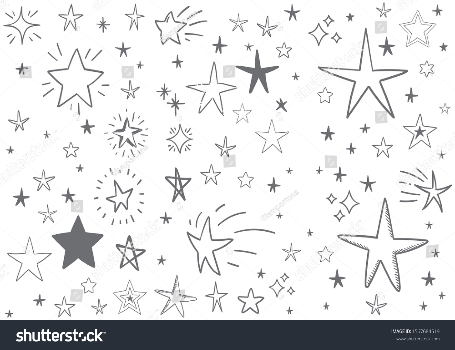 Stars Doodle Set Hand Drawn Star Stock Vector (Royalty Free) 1567684519 ...