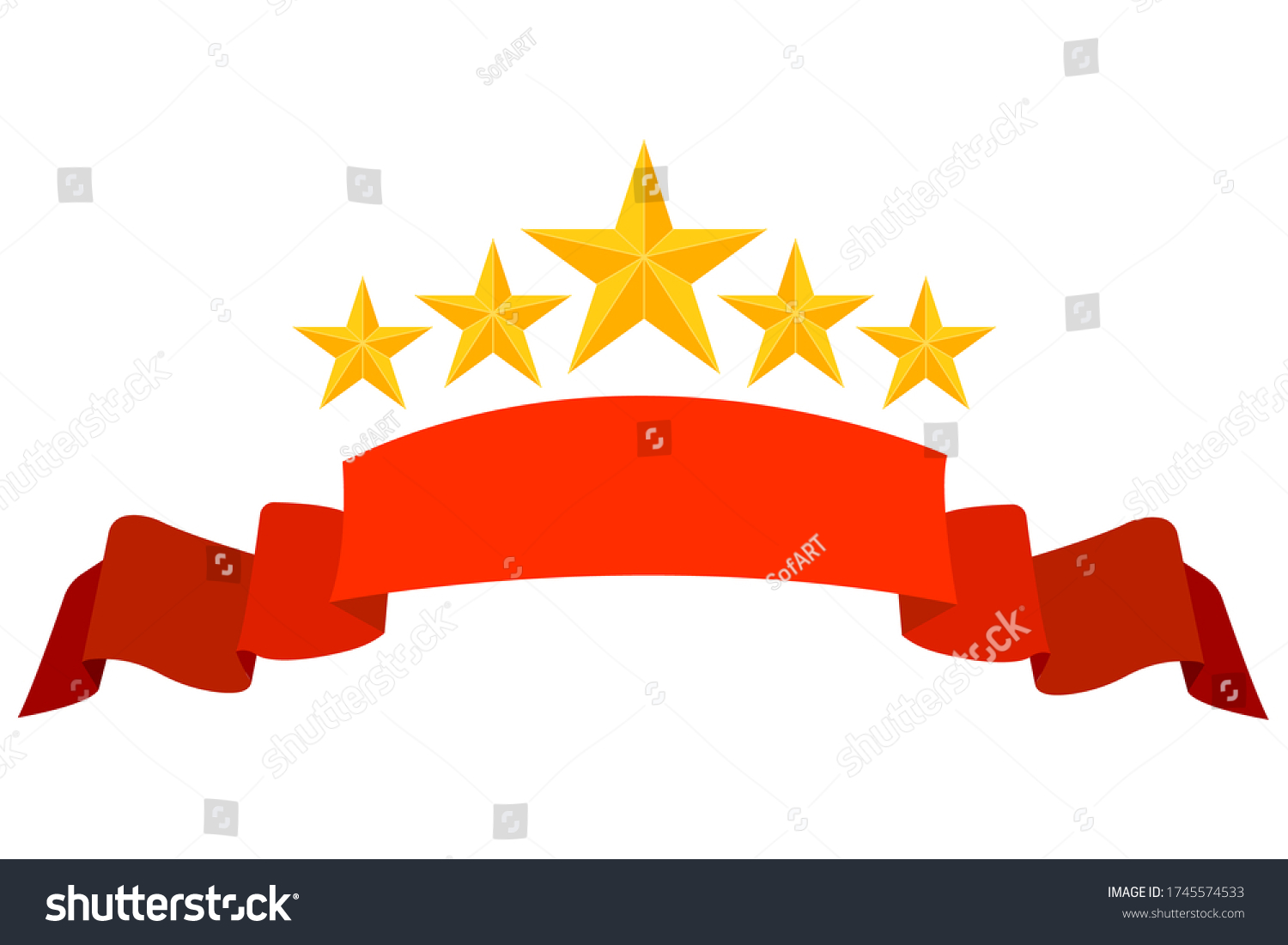 Stars On Ribbon On White Background Stock Vector (Royalty Free) 1745574533