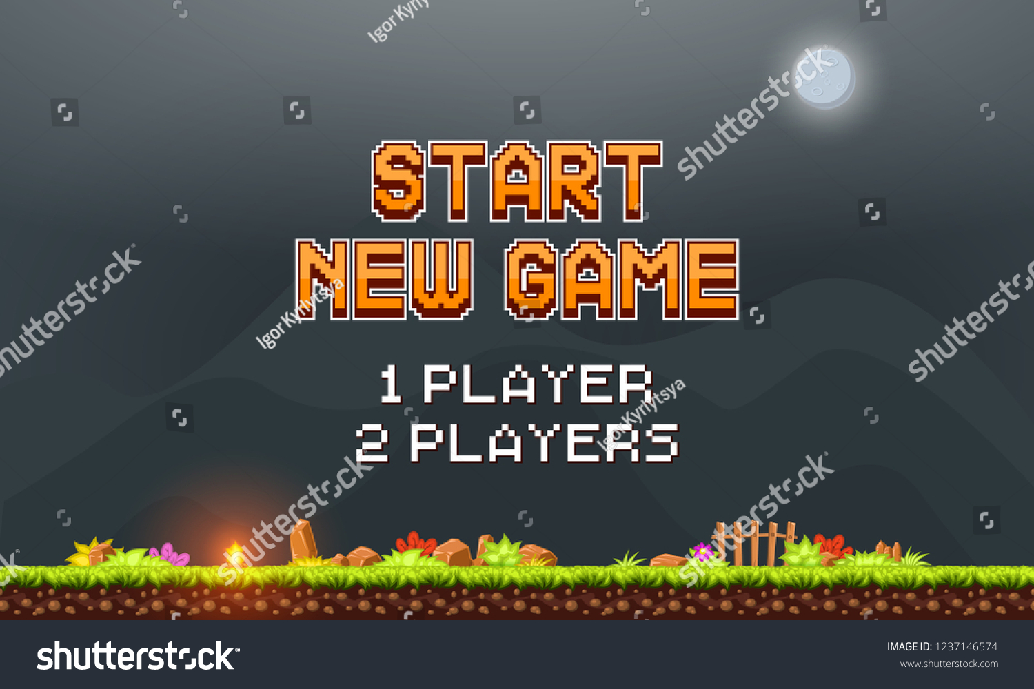 Start New Game Background Arcade Computer Stock Vector