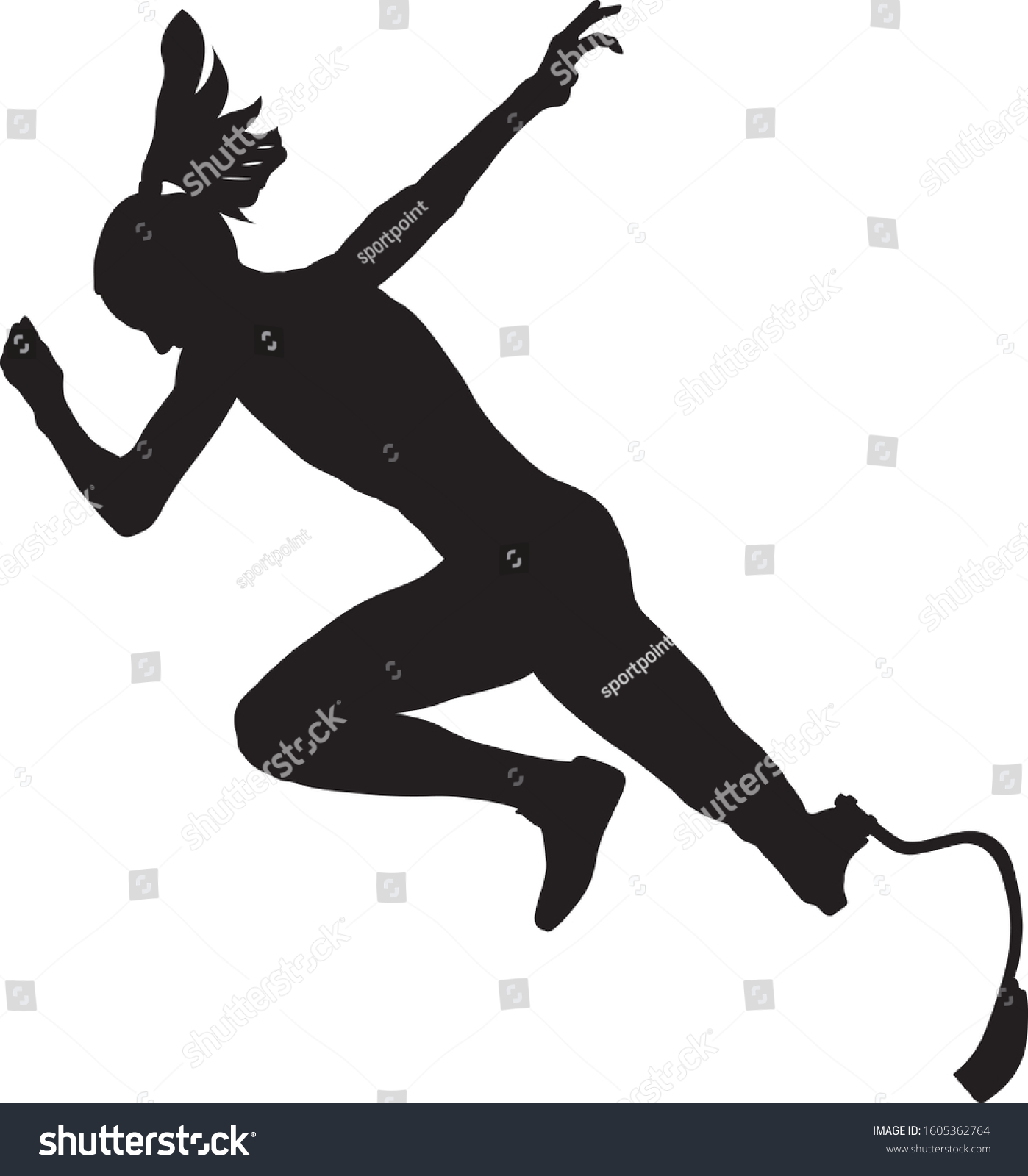 SVG of start sprint female runner disabled black silhouette svg