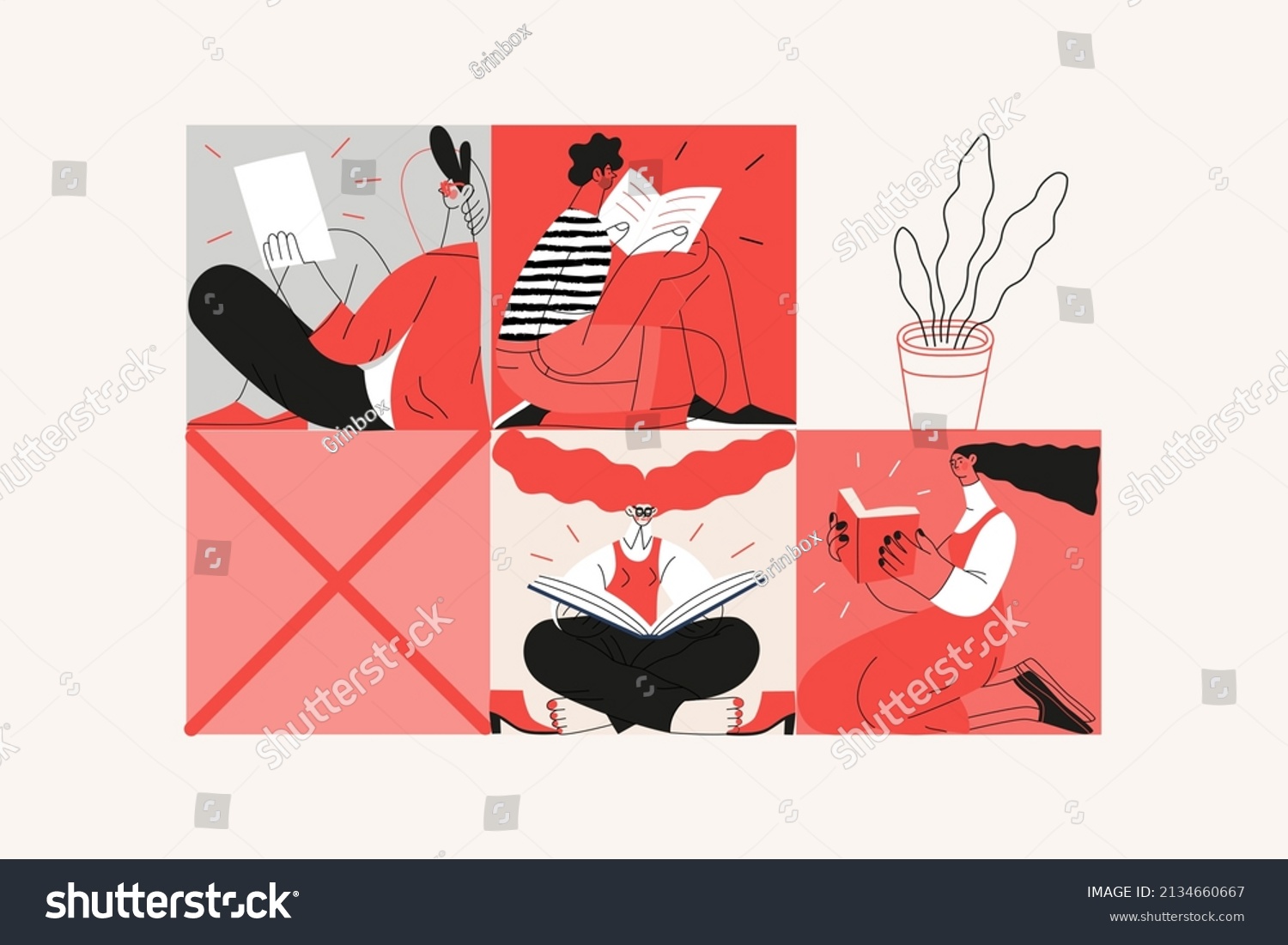 SVG of Startup illustration. Flat line vector modern concept illustration of young people, startup metaphor. Concept of building new business, planning, strategy, teamwork and management, company processes svg