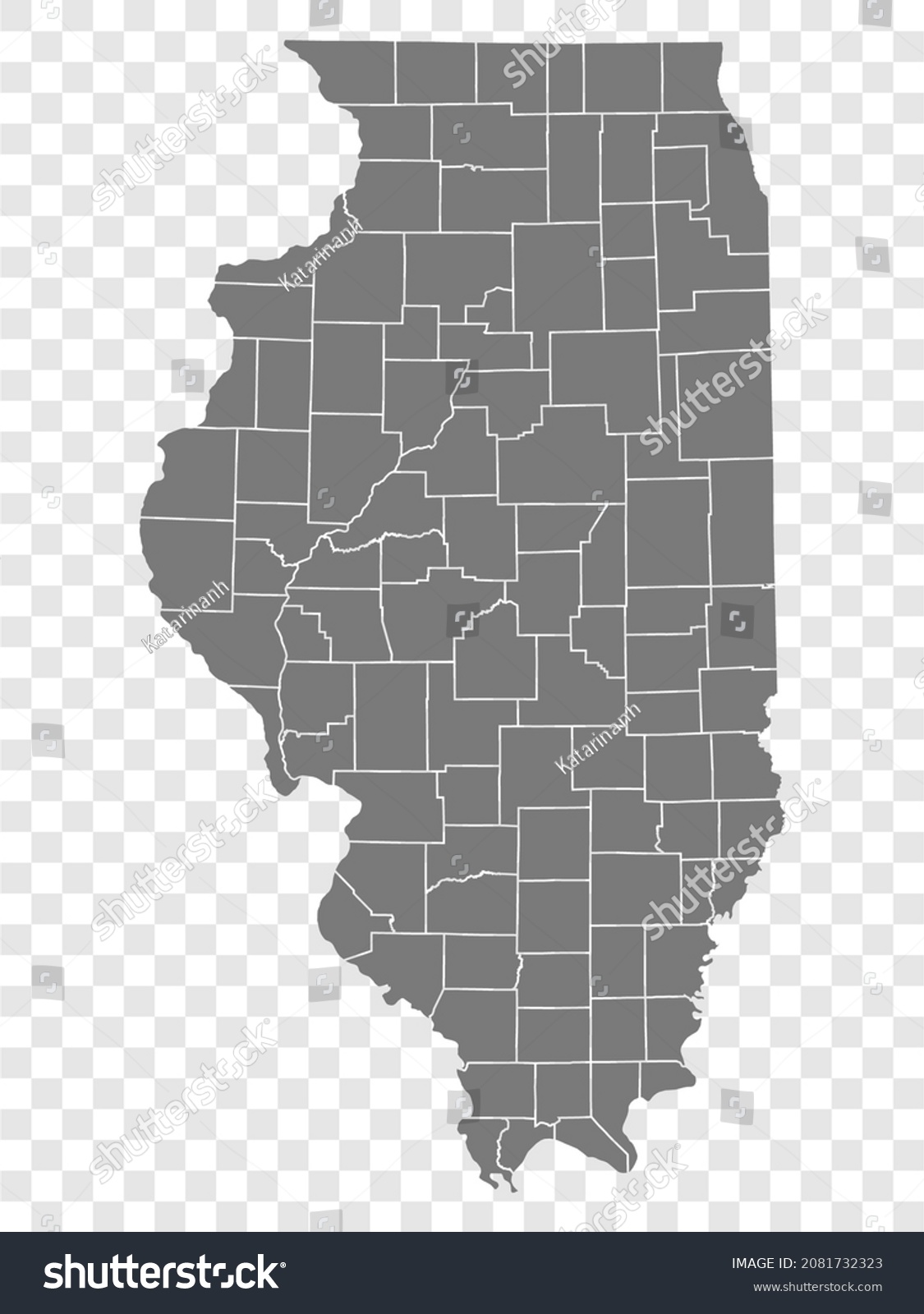 State Illinois Map On Transparent Background Stock Vector (Royalty Free ...