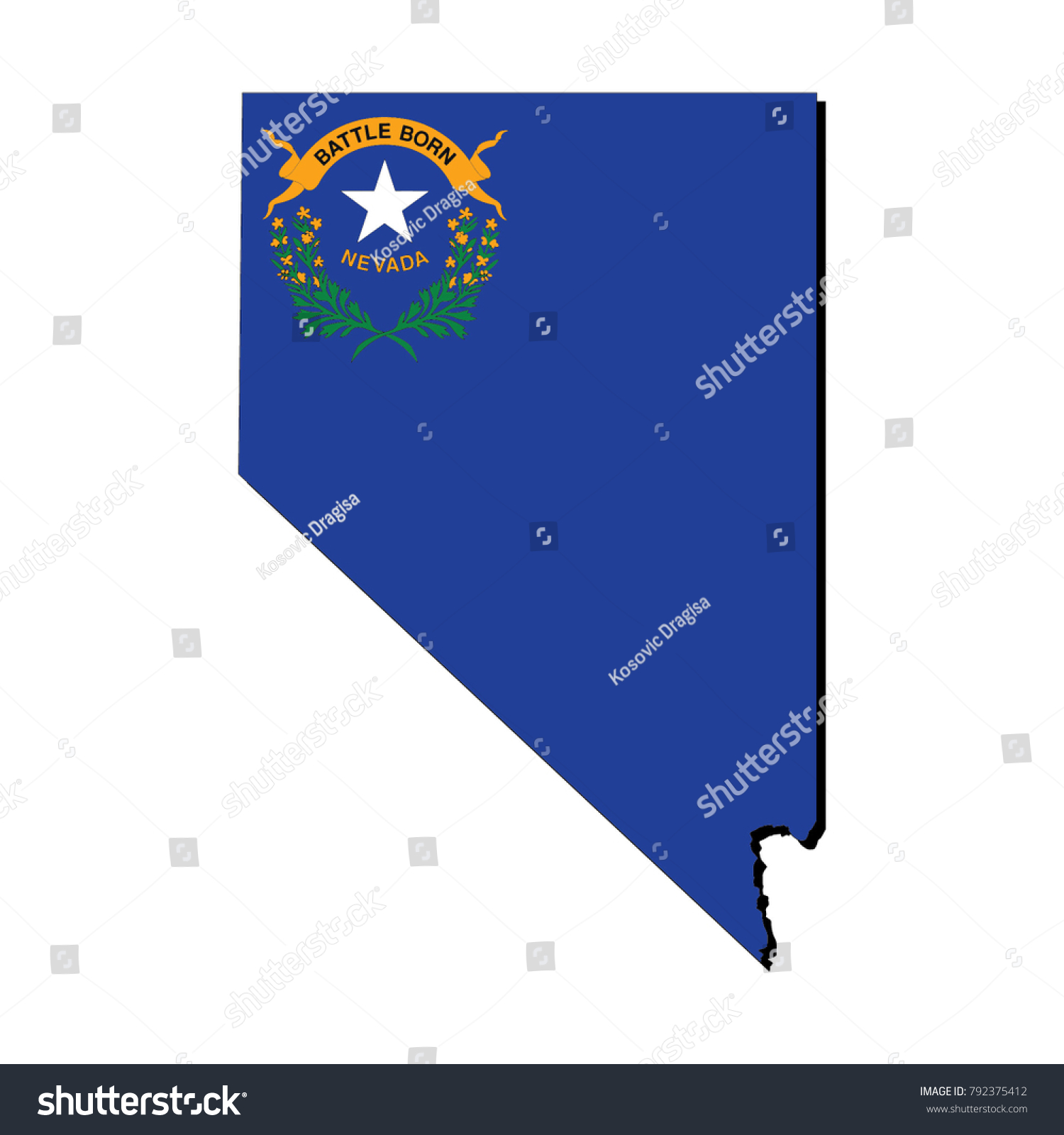 State Nevada Flag Inside Map Stock Vector (Royalty Free) 792375412