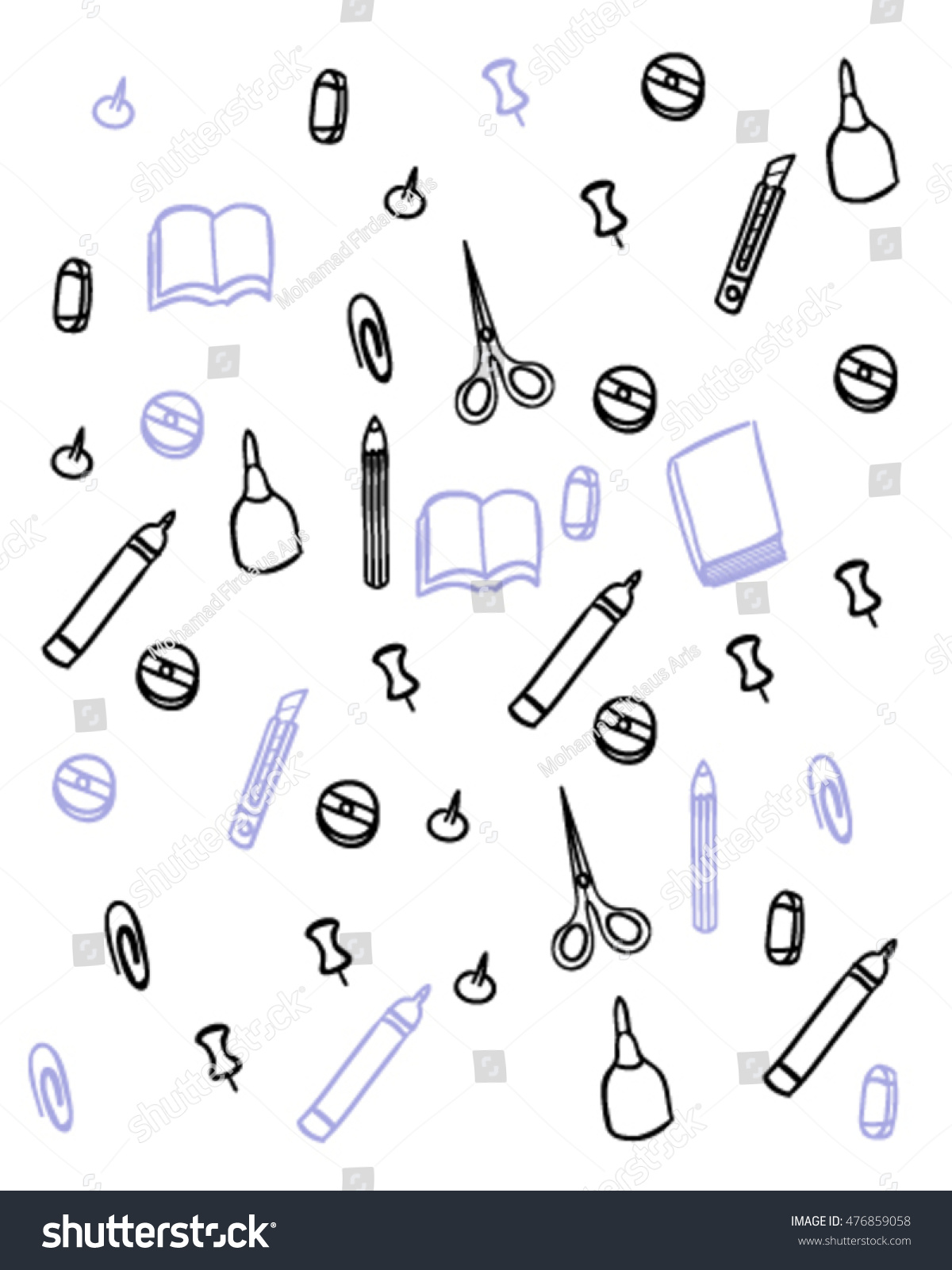 Stationary Doodle Vector Art Stock Vector (Royalty Free) 476859058