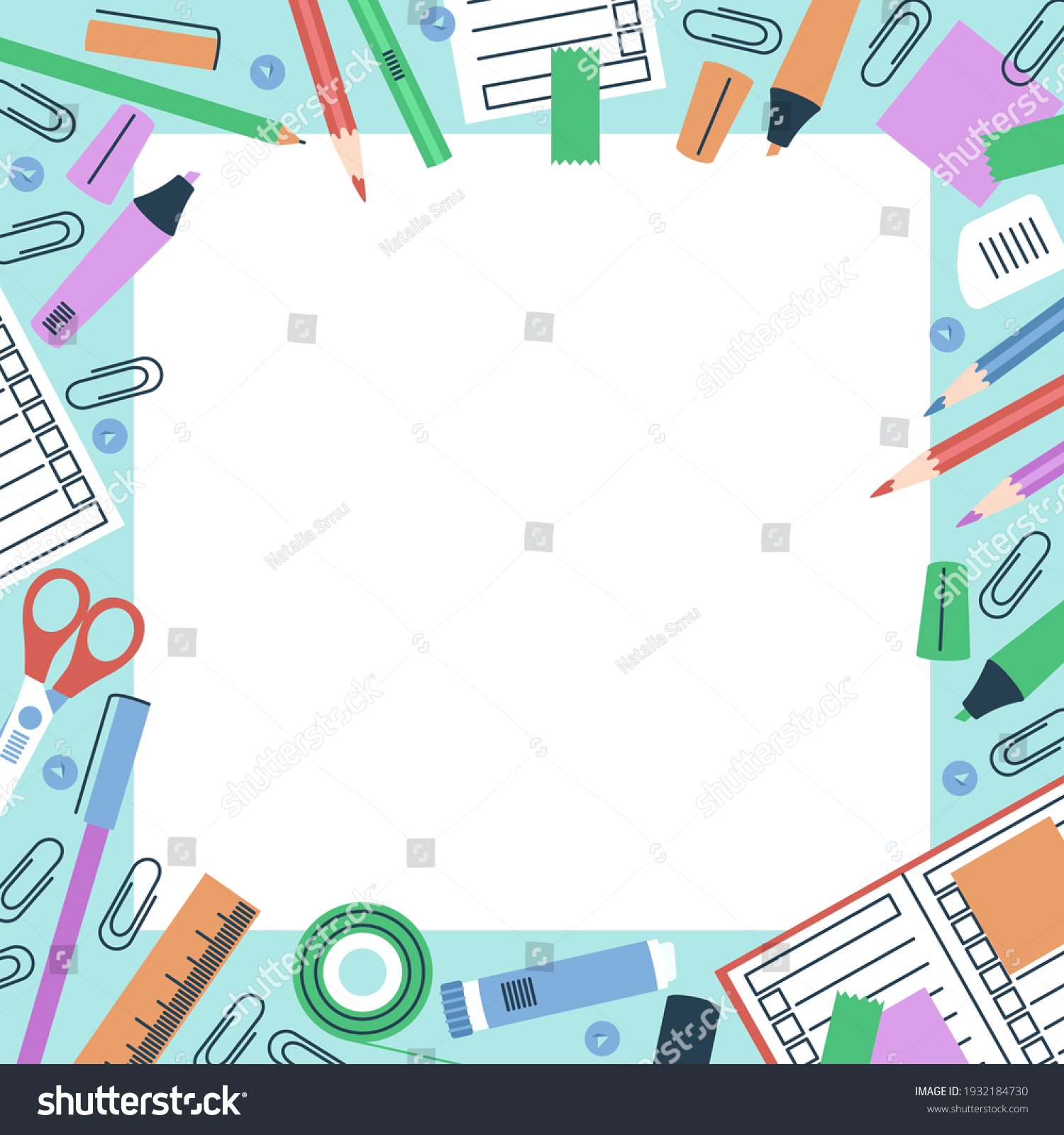 Stationery Frame School Theme Design Stationery Stock Vector (Royalty ...