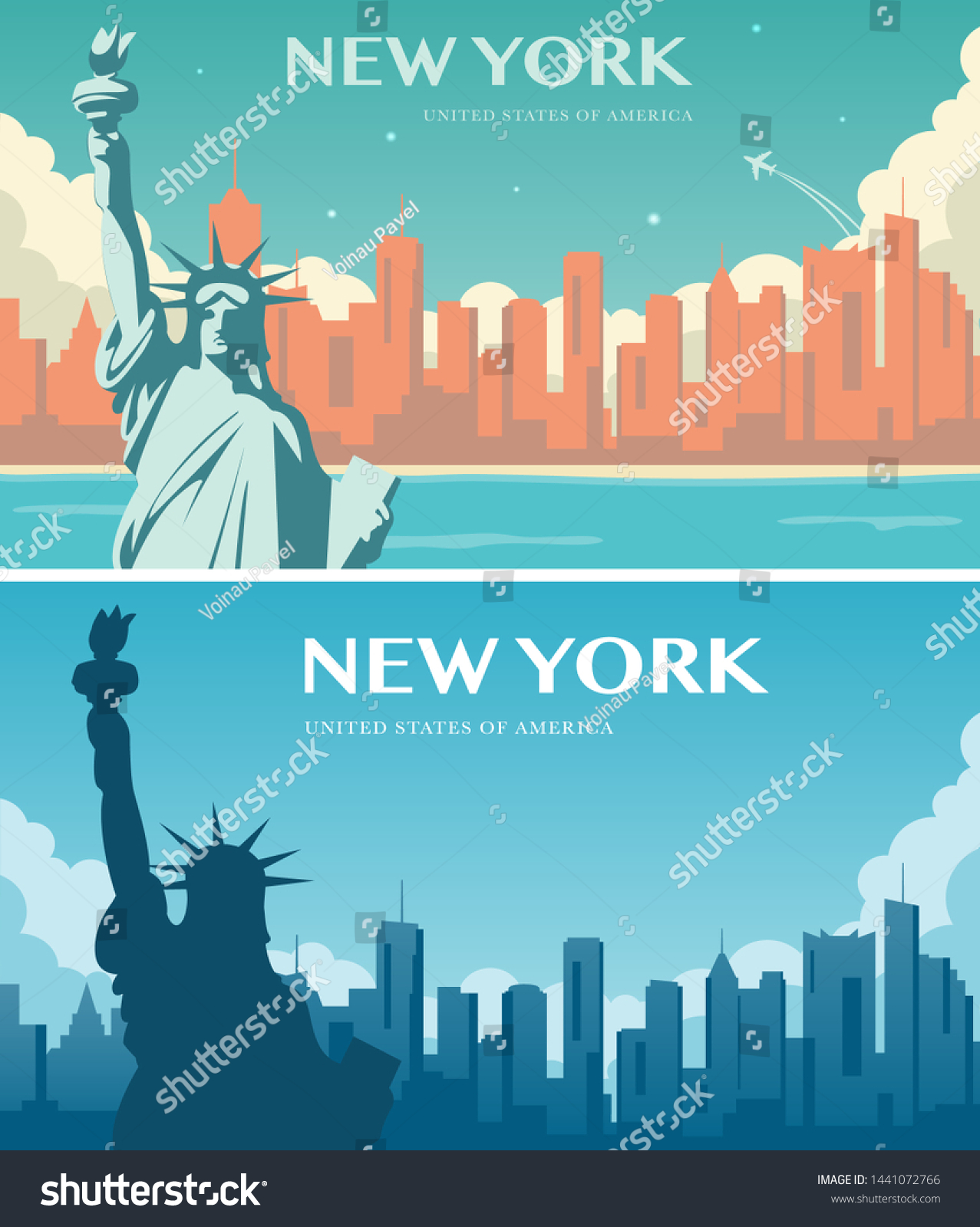 Statue Liberty Banner Set World Landmark Stock Vector (Royalty Free ...