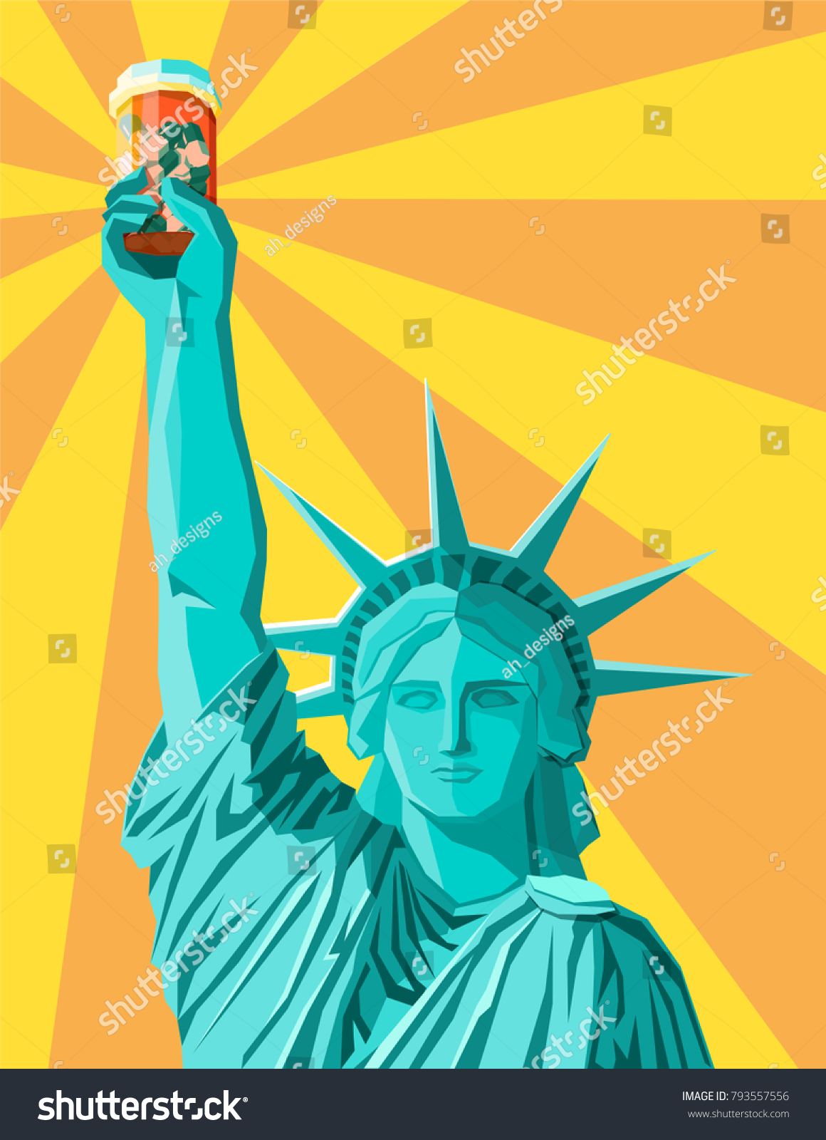 Statue Liberty Holding Pill Bottle Concept Stock Vector Royalty Free 793557556 Shutterstock 