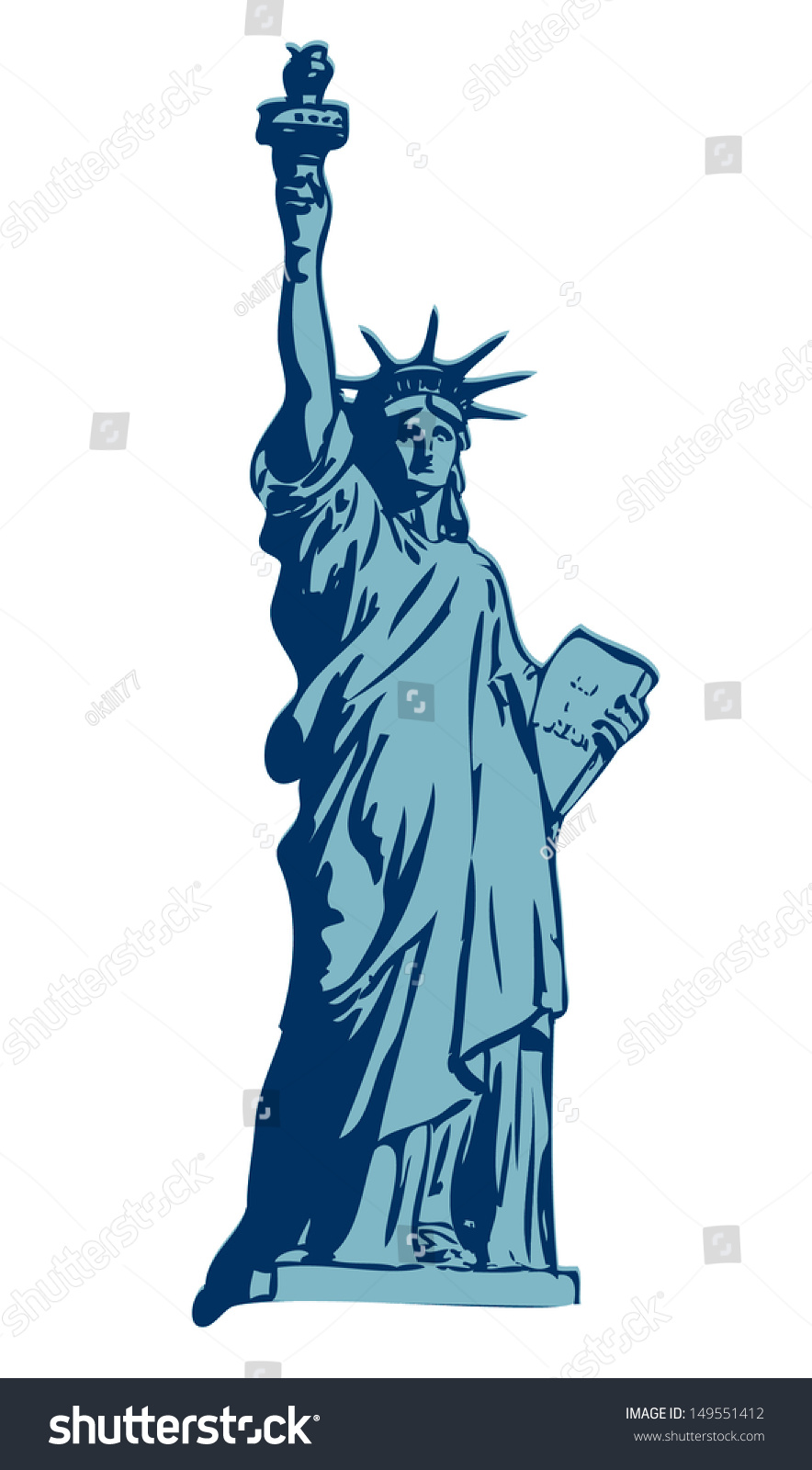 Statue Liberty Outline Silhouette Vector Stock Vector 149551412 ...