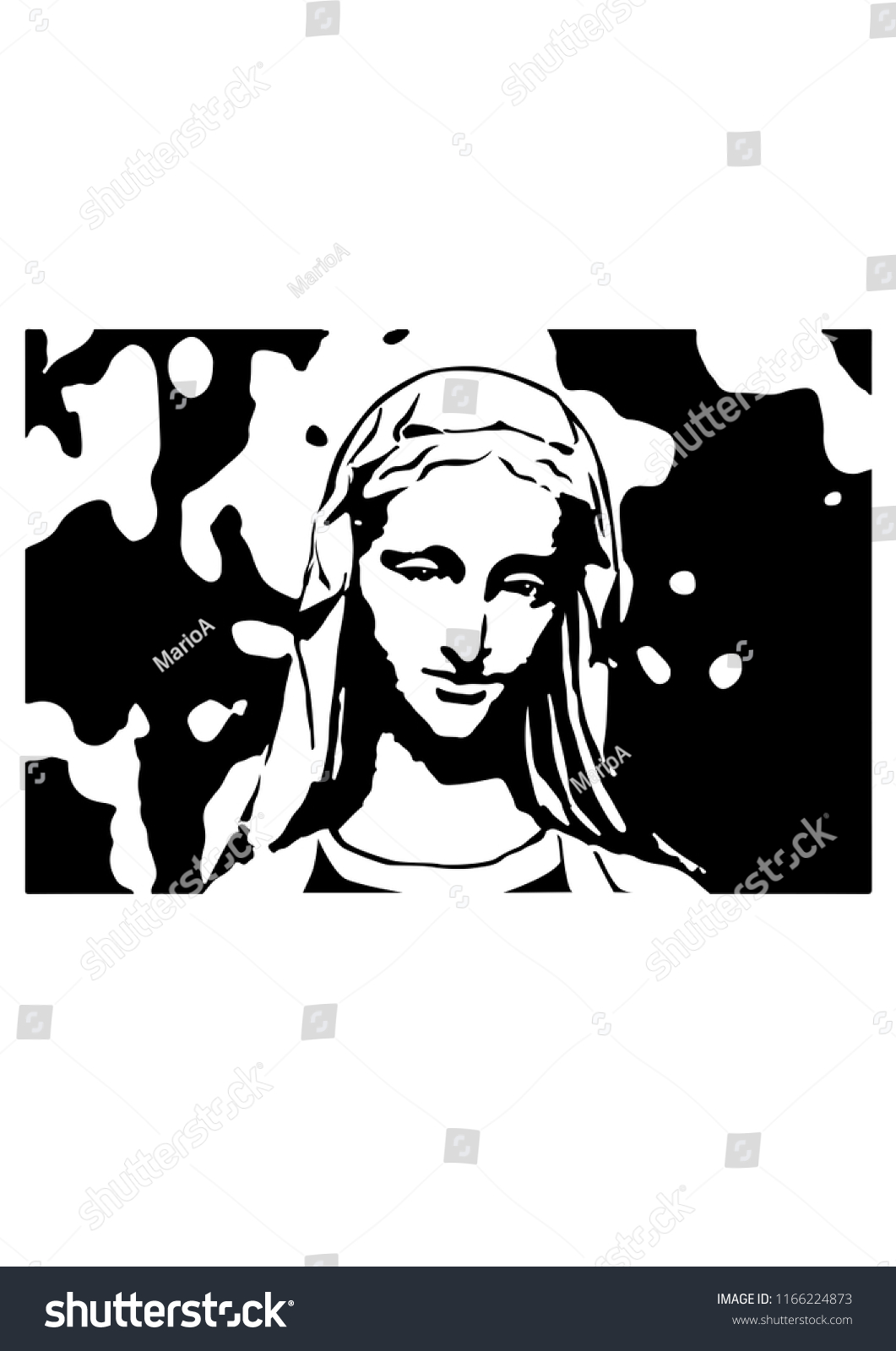 Statue Virgin Mary Catholic Vector Stock Vector (Royalty Free) 1166224873
