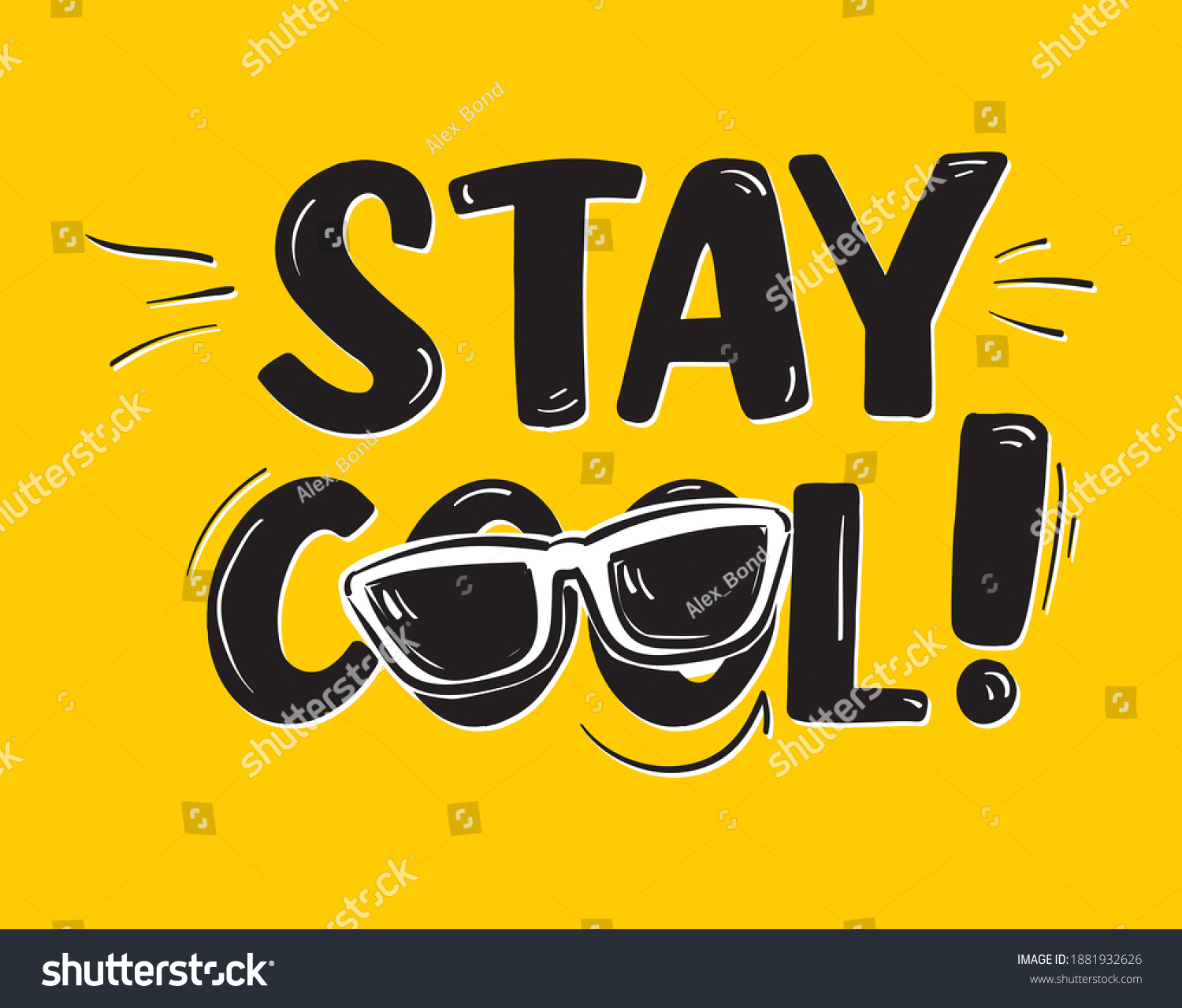 Stay Cool Quote Hand Drawn Trendy Stock Vector (Royalty Free