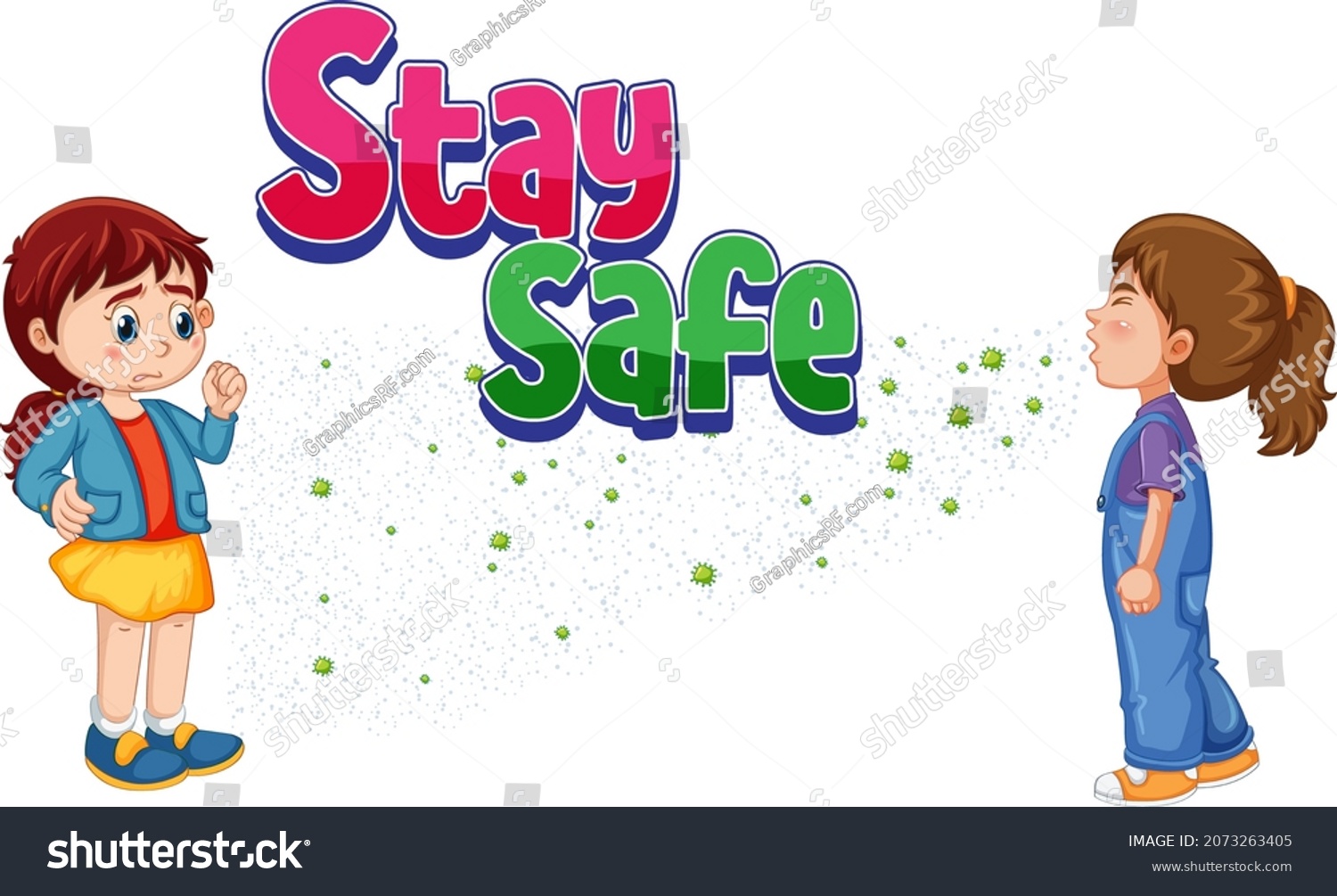 Stay Safe Font Cartoon Style Girl Stock Vector (Royalty Free ...