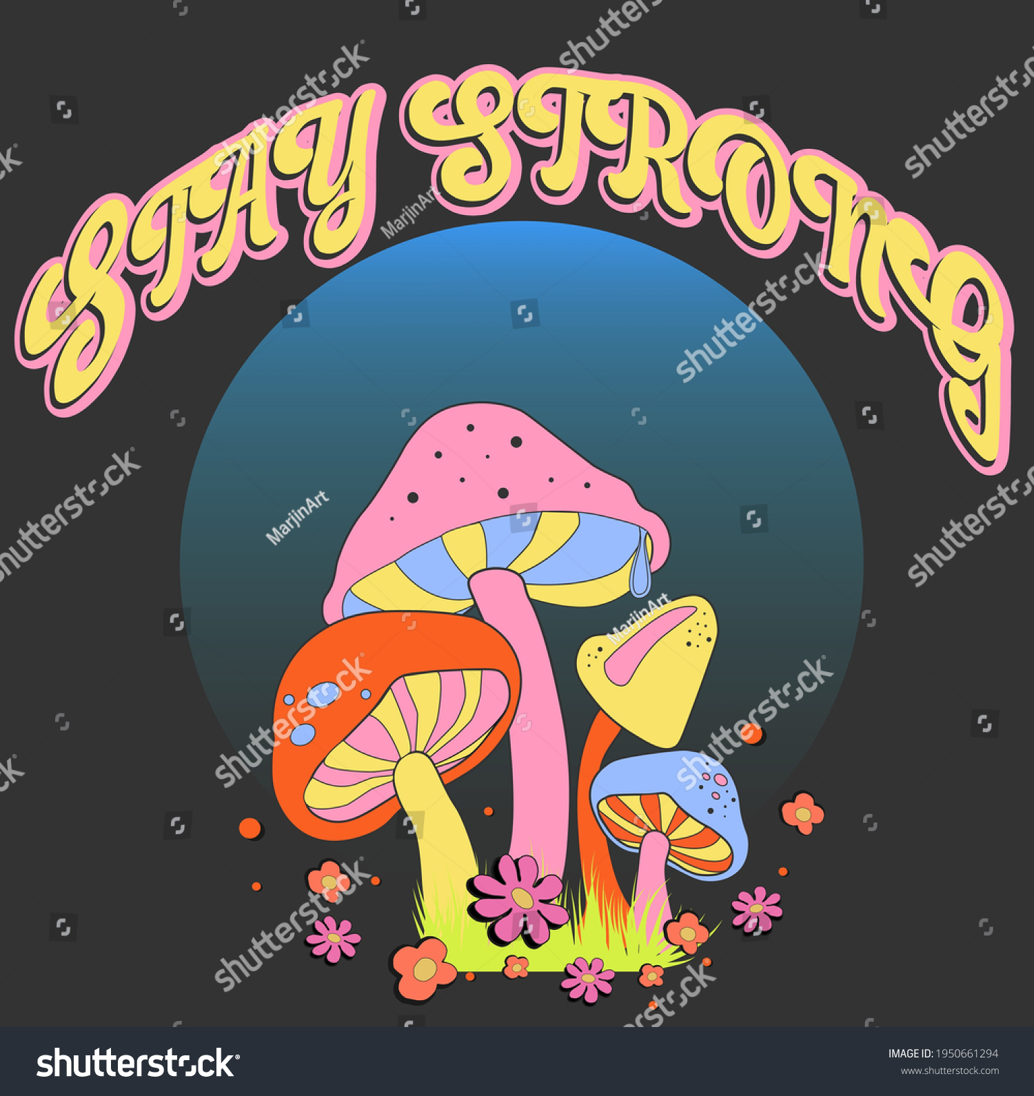 25 584 Seventies Hippie Images Stock Photos Vectors Shutterstock   Stock Vector Stay Strong Slogan Print With Hippie Style Flowers Background S Groovy Themed Hand Drawn 1950661294 