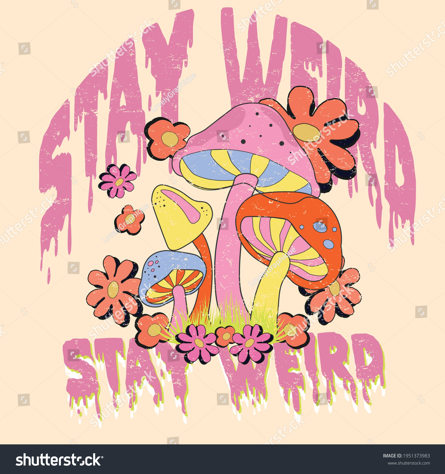 Stay Weird Slogan Print Hippie Style Stock Vector Royalty Free