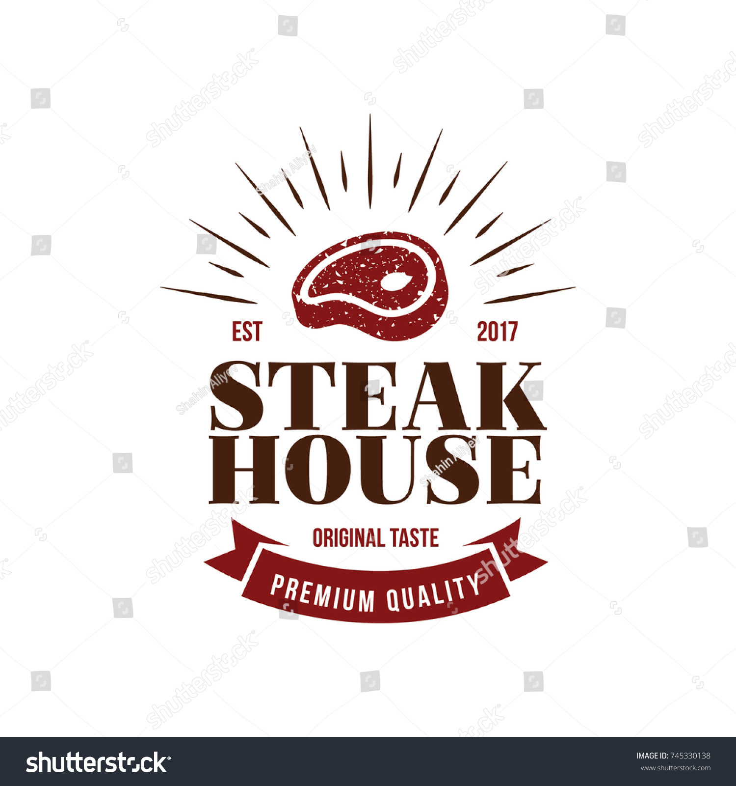 Steak House Logo Meat Symbol Flat Stock Vector Royalty Free 745330138 Shutterstock