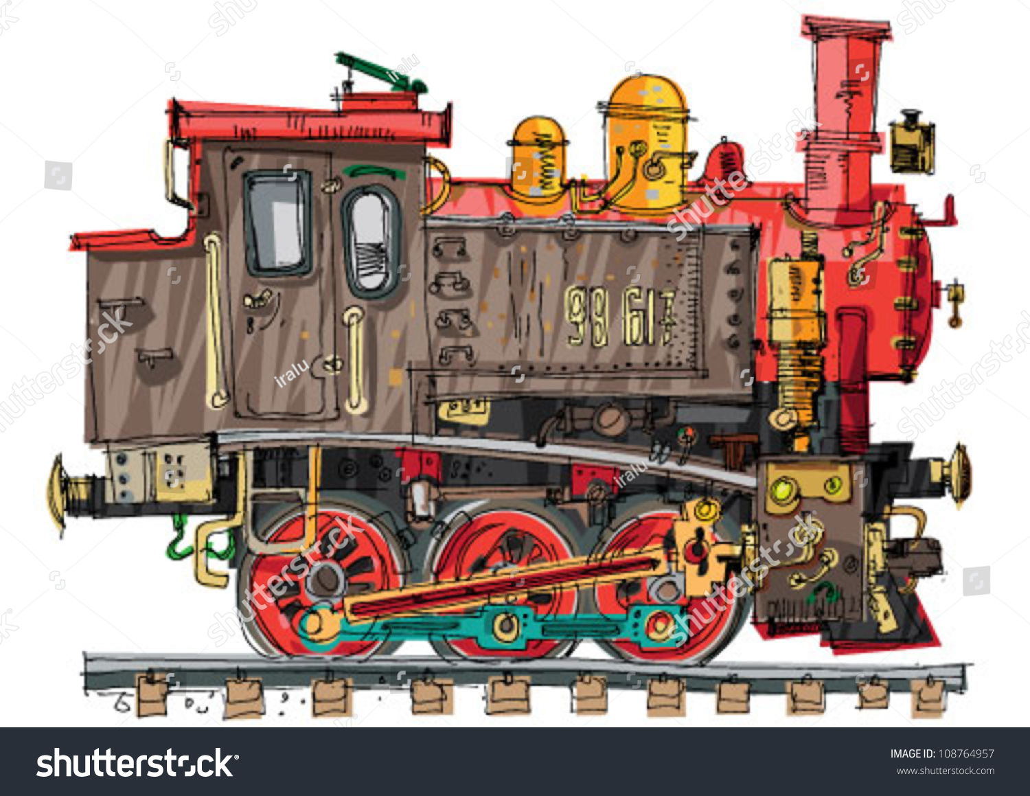 Steam Locomotive Cartoon Stock Vector (Royalty Free) 108764957